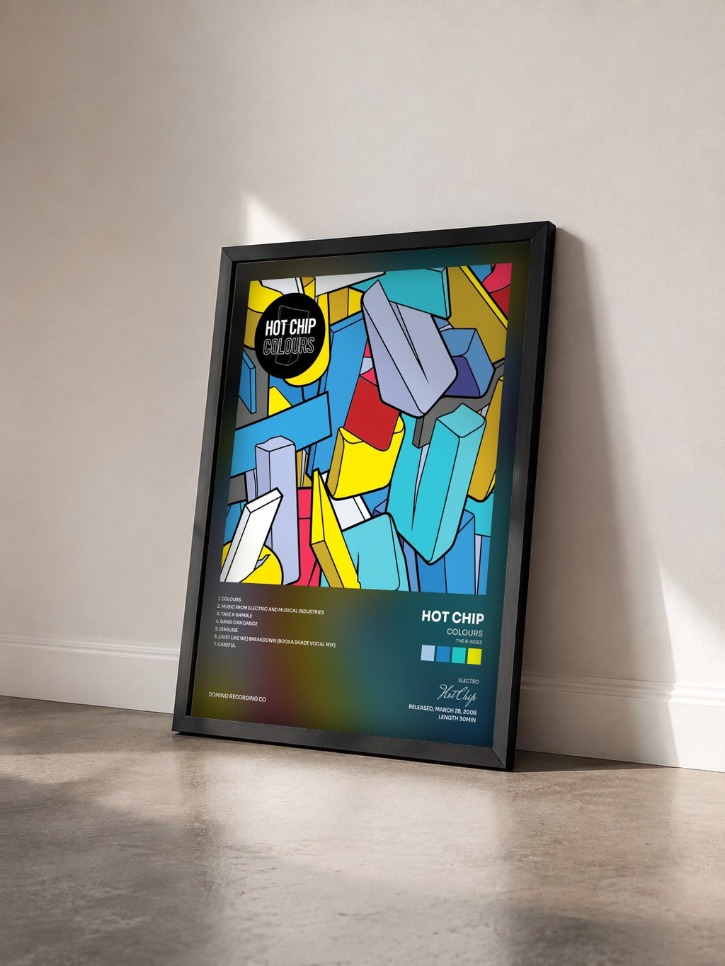 #noir Tableau de l'album Colours (The B-Sides) de Hot Chip vu de trois quarts, cadre noir
