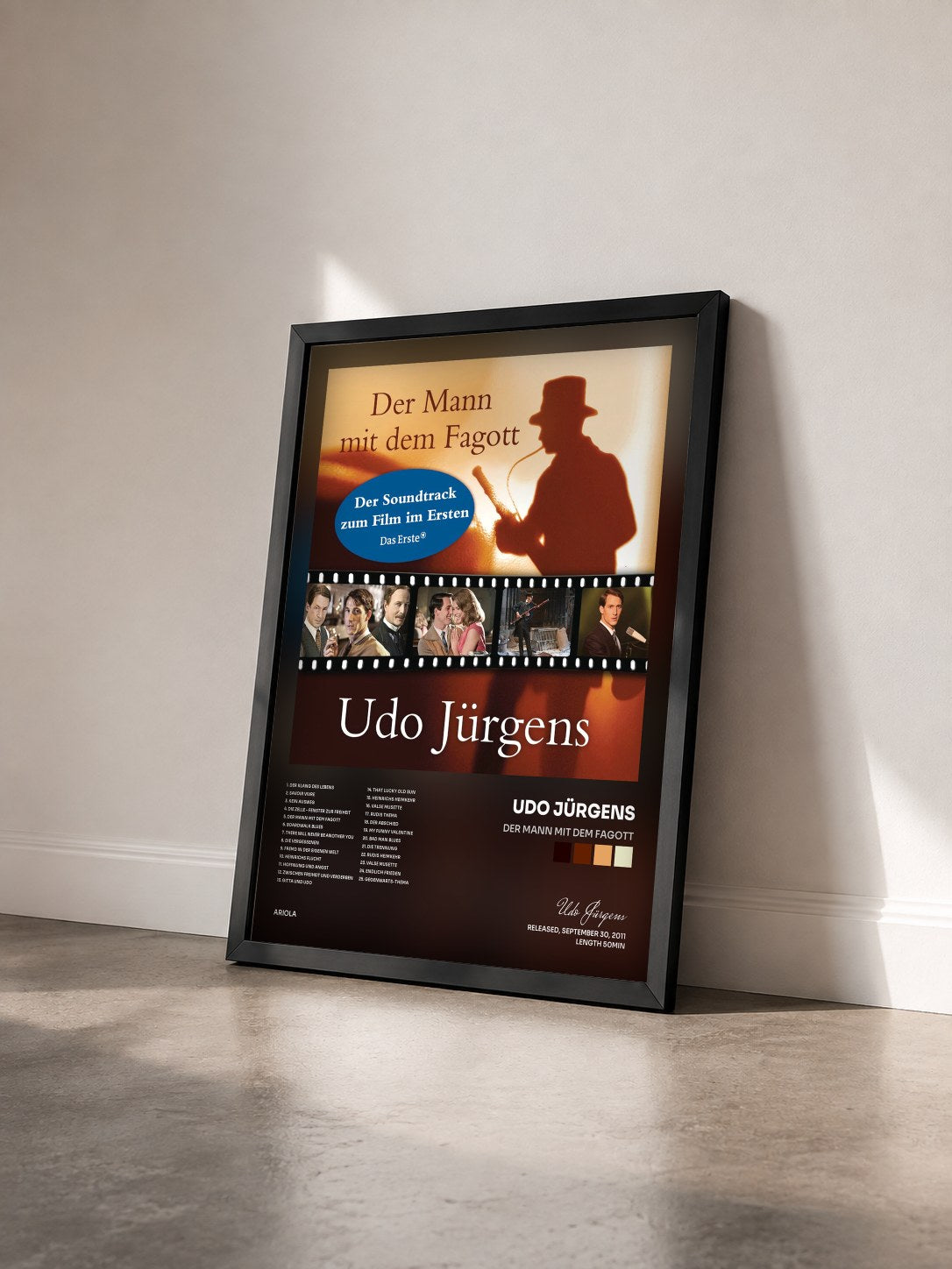 #noir Tableau de l'album Der Mann mit dem Fagott de Udo Jürgens vu de trois quarts, cadre noir