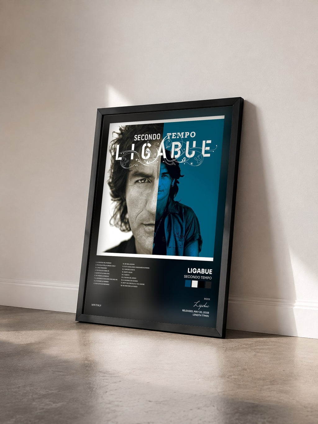 #noir Tableau de l'album Secondo tempo de Ligabue vu de trois quarts, cadre noir