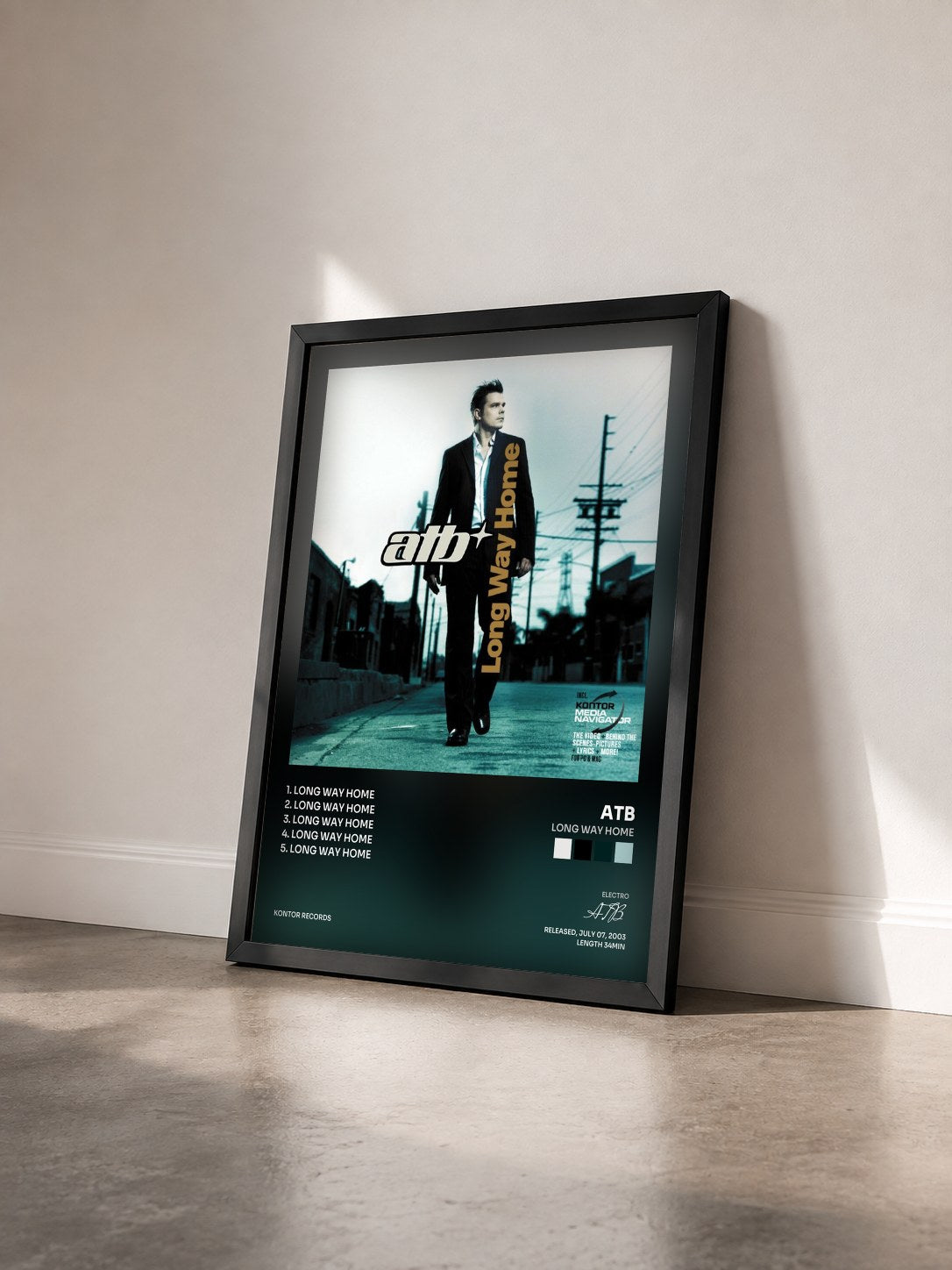 #noir Tableau de l'album Long Way Home de ATB vu de trois quarts, cadre noir