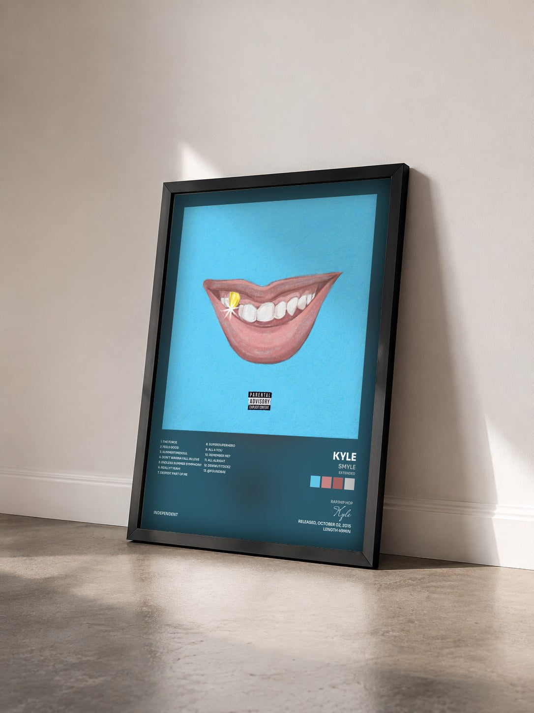 #noir Tableau de l'album Smyle (Extended) de Kyle vu de trois quarts, cadre noir