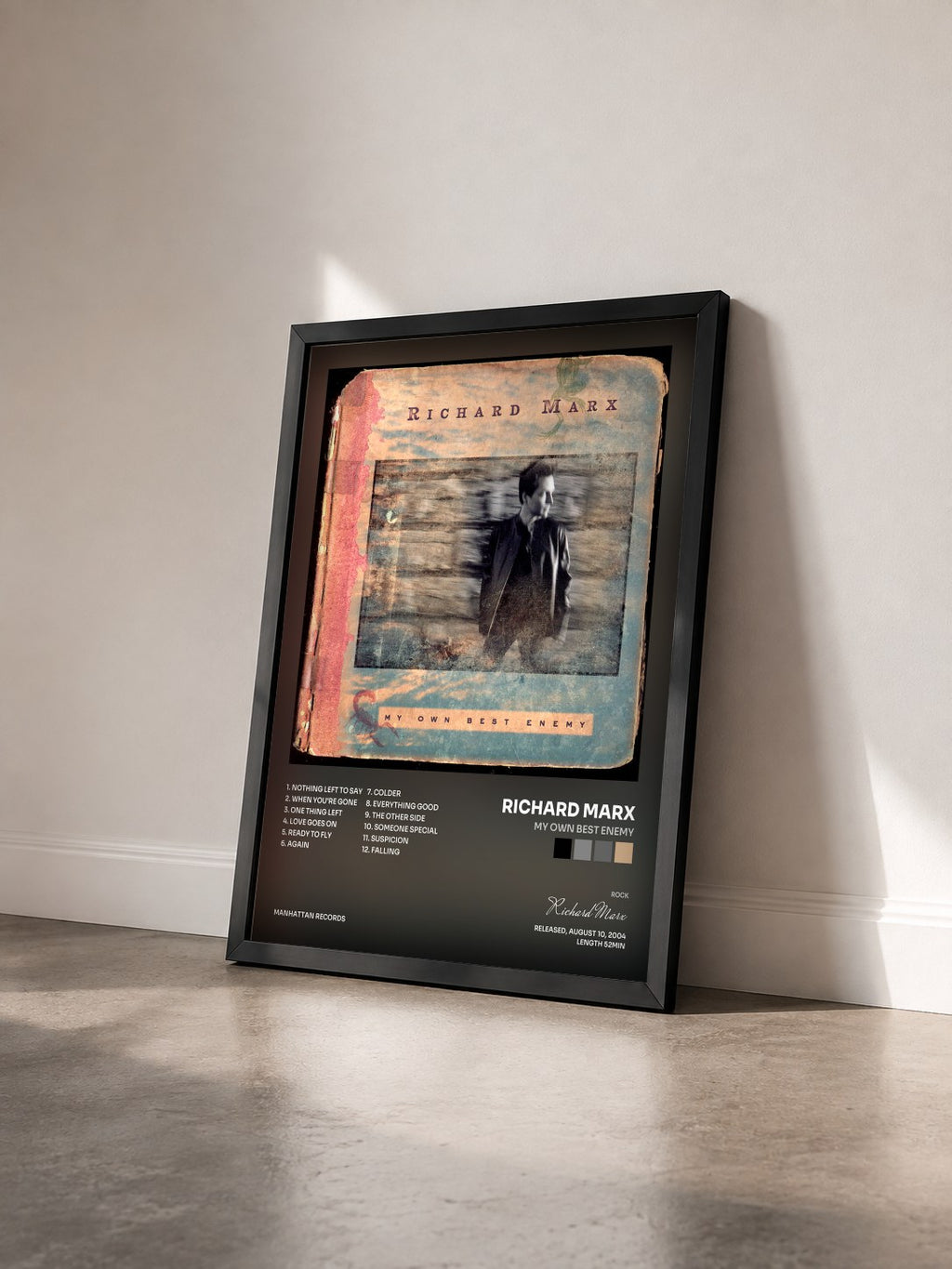 #noir Tableau de l'album My Own Best Enemy de Richard Marx vu de trois quarts, cadre noir