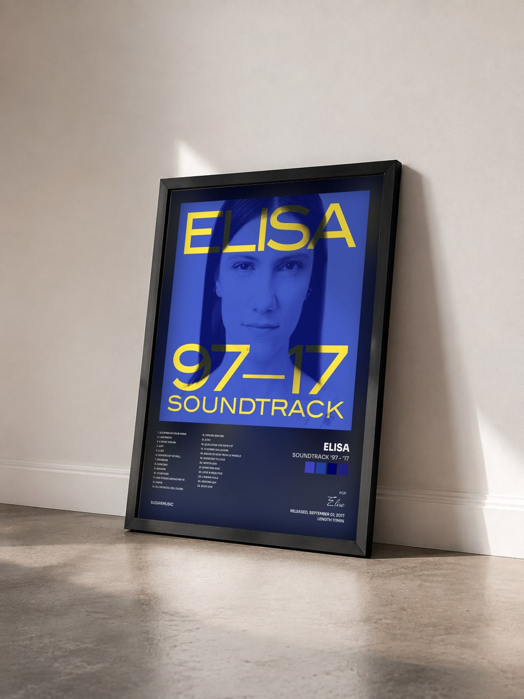 #noir Tableau de l'album Soundtrack '97 - '17 de Elisa vu de trois quarts, cadre noir