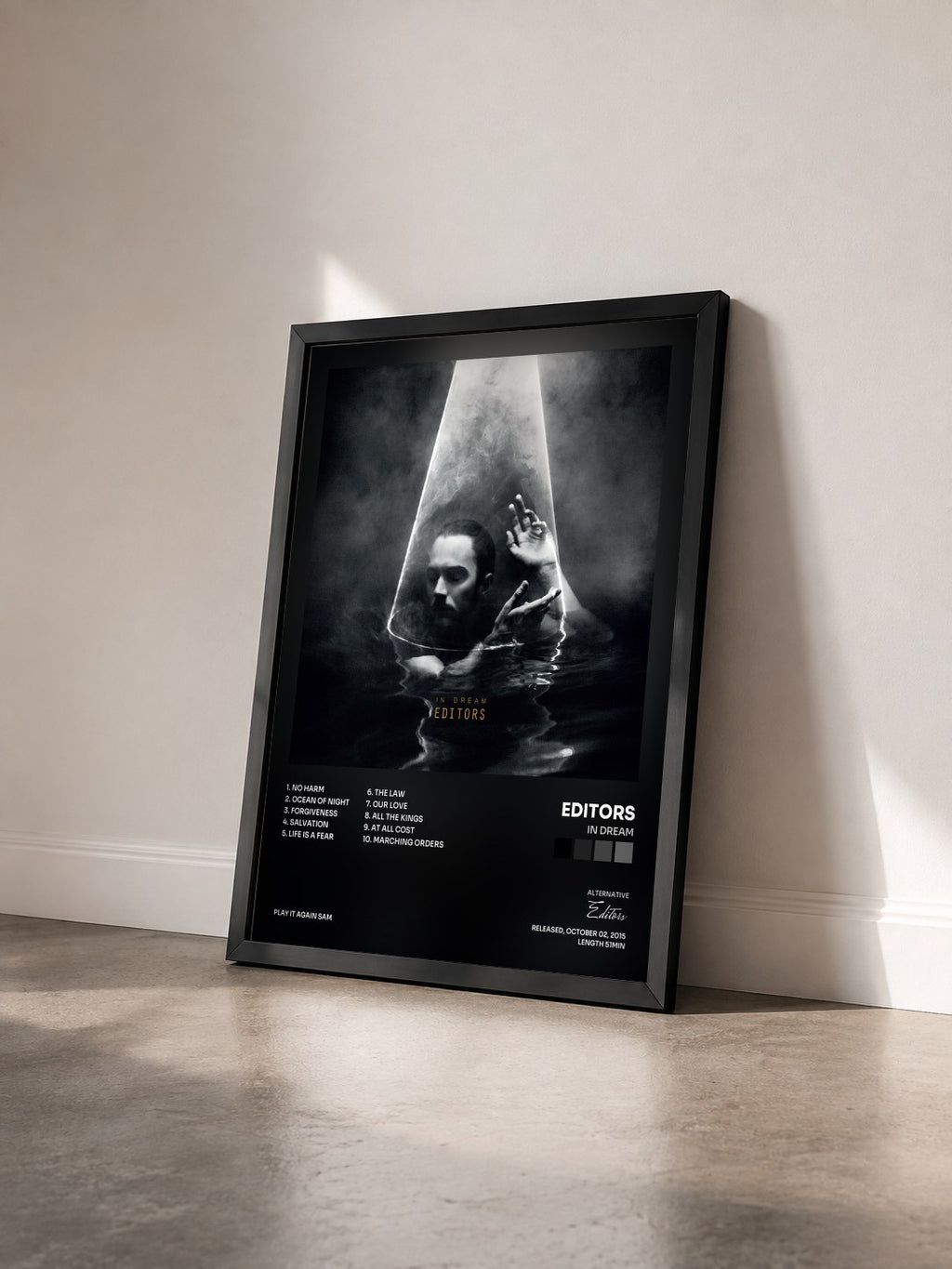 #noir Tableau de l'album In Dream de Editors vu de trois quarts, cadre noir