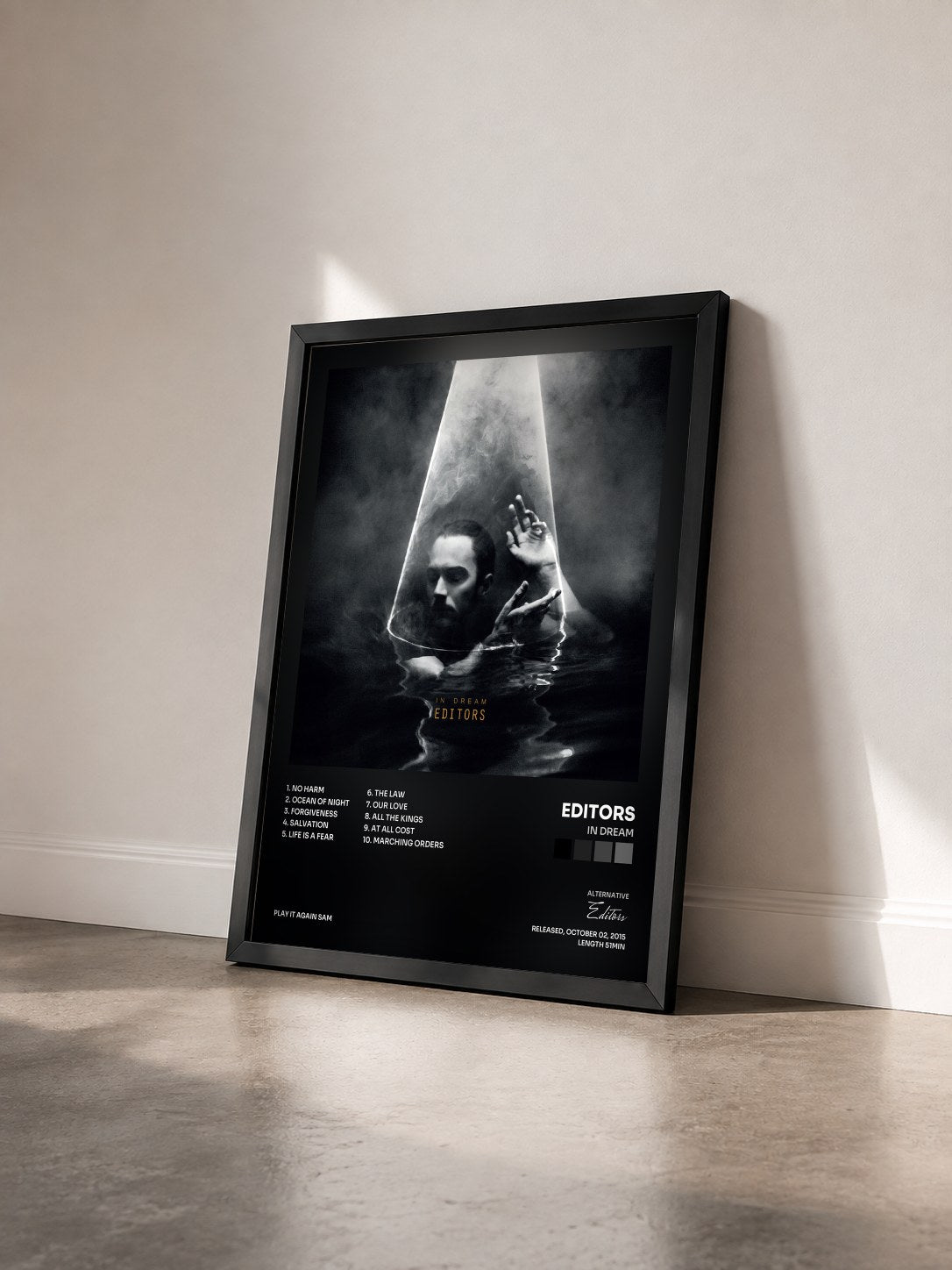#noir Tableau de l'album In Dream de Editors vu de trois quarts, cadre noir