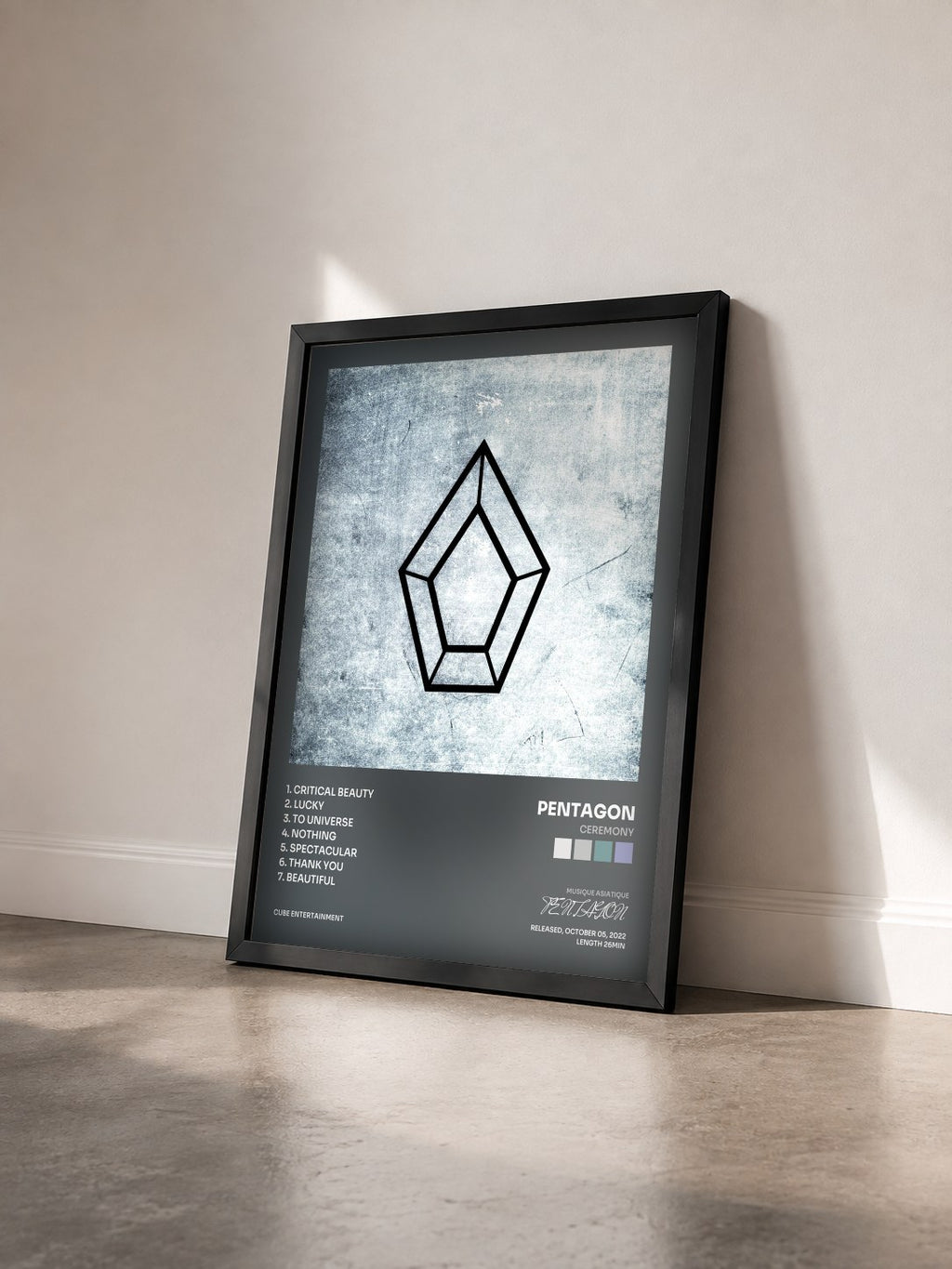 #noir Tableau de l'album CEREMONY de PENTAGON vu de trois quarts, cadre noir