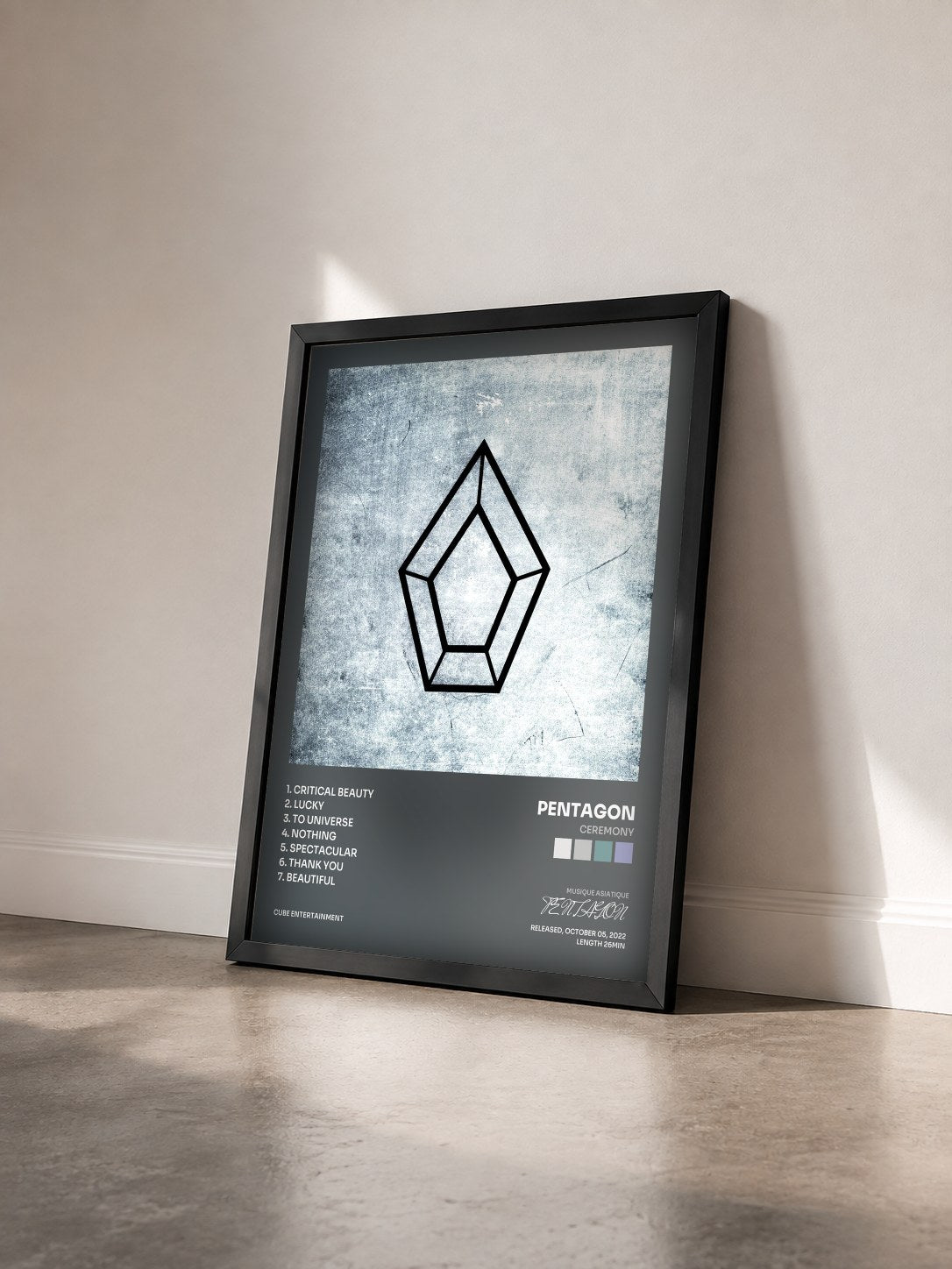#noir Tableau de l'album CEREMONY de PENTAGON vu de trois quarts, cadre noir