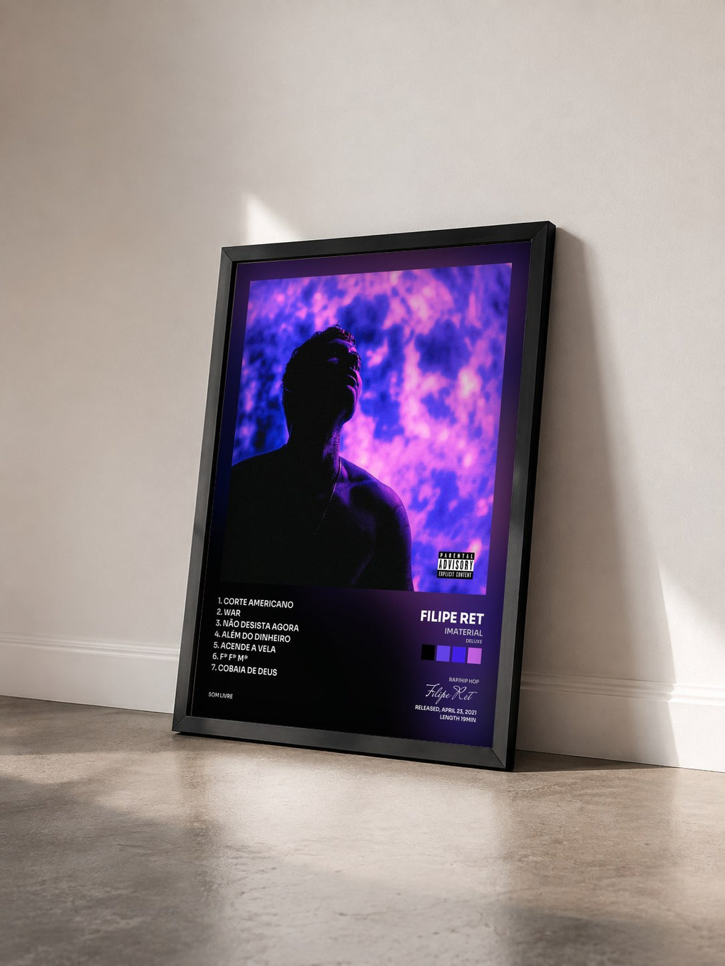 #noir Tableau de l'album Imaterial (Deluxe) de Filipe Ret vu de trois quarts, cadre noir