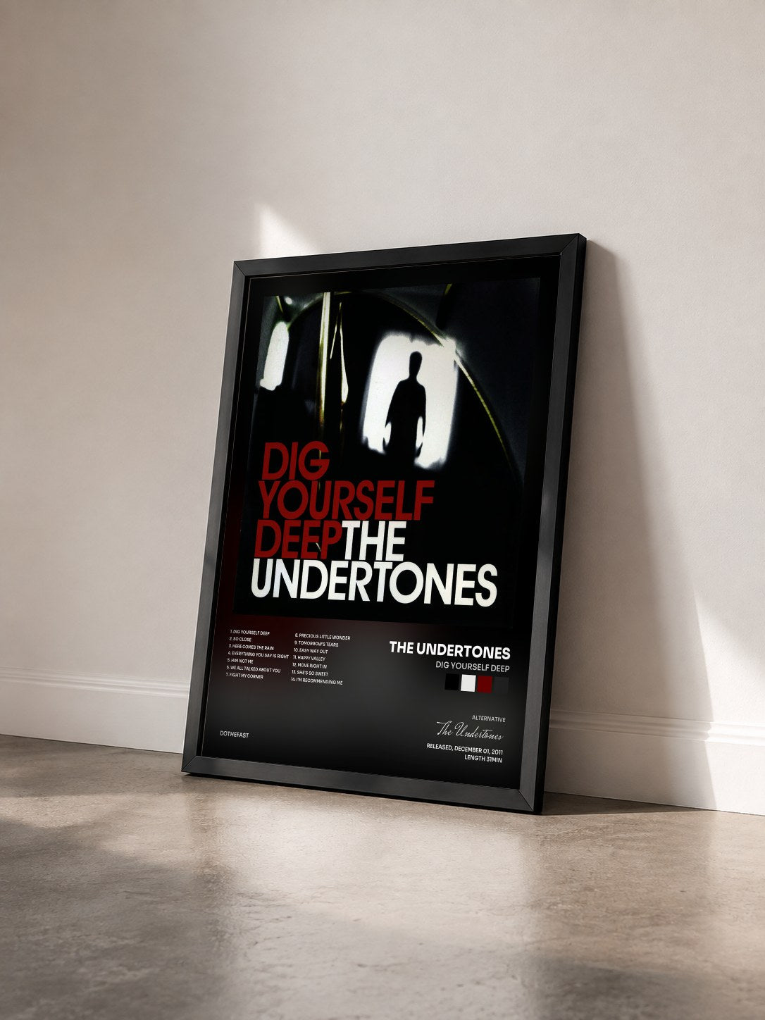 #noir Tableau de l'album Dig Yourself Deep de The Undertones vu de trois quarts, cadre noir