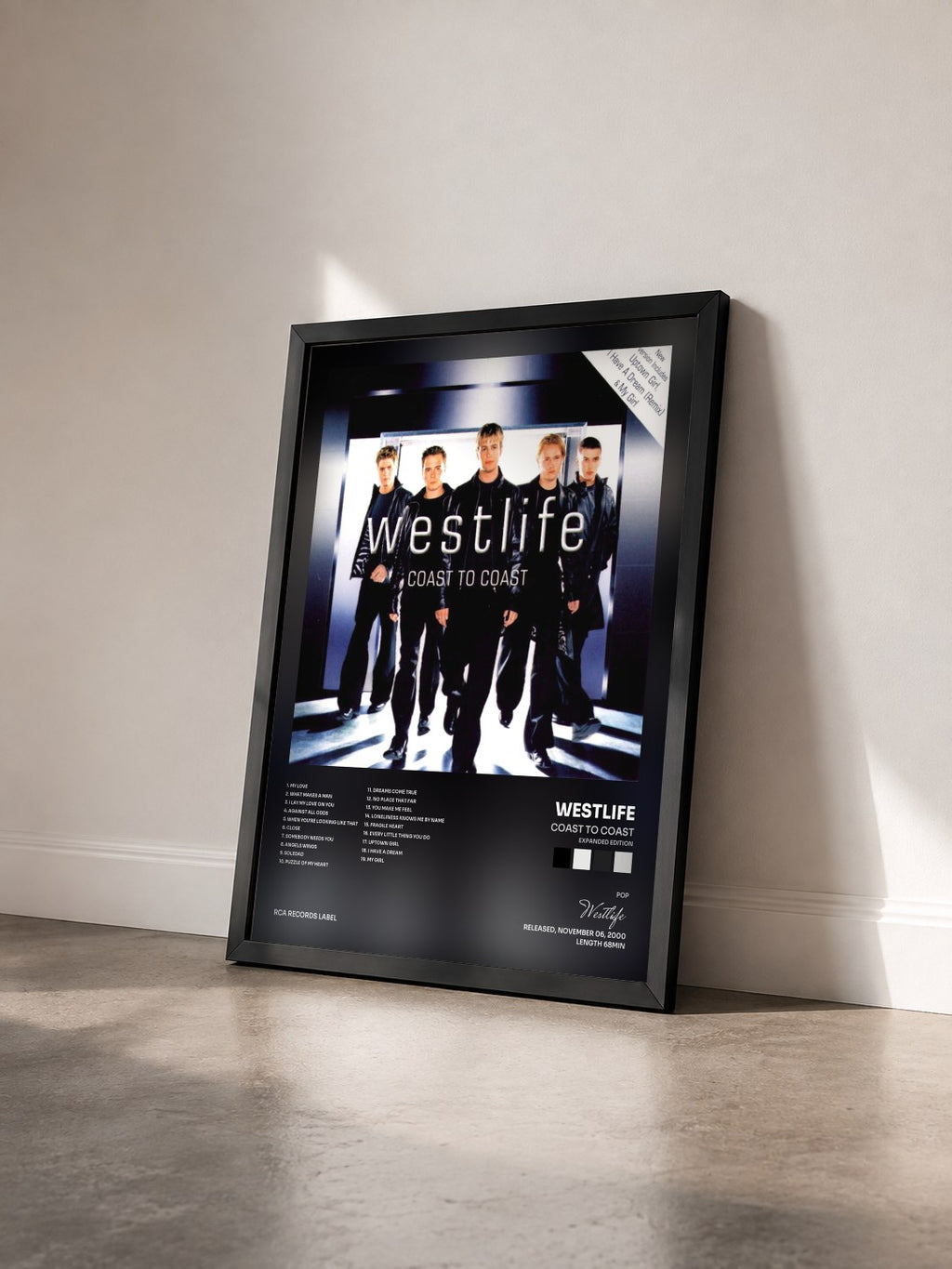 #noir Tableau de l'album Coast To Coast (Expanded Edition) de Westlife vu de trois quarts, cadre noir
