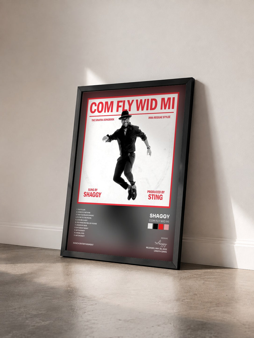 #noir Tableau de l'album Com Fly Wid Mi de Shaggy vu de trois quarts, cadre noir