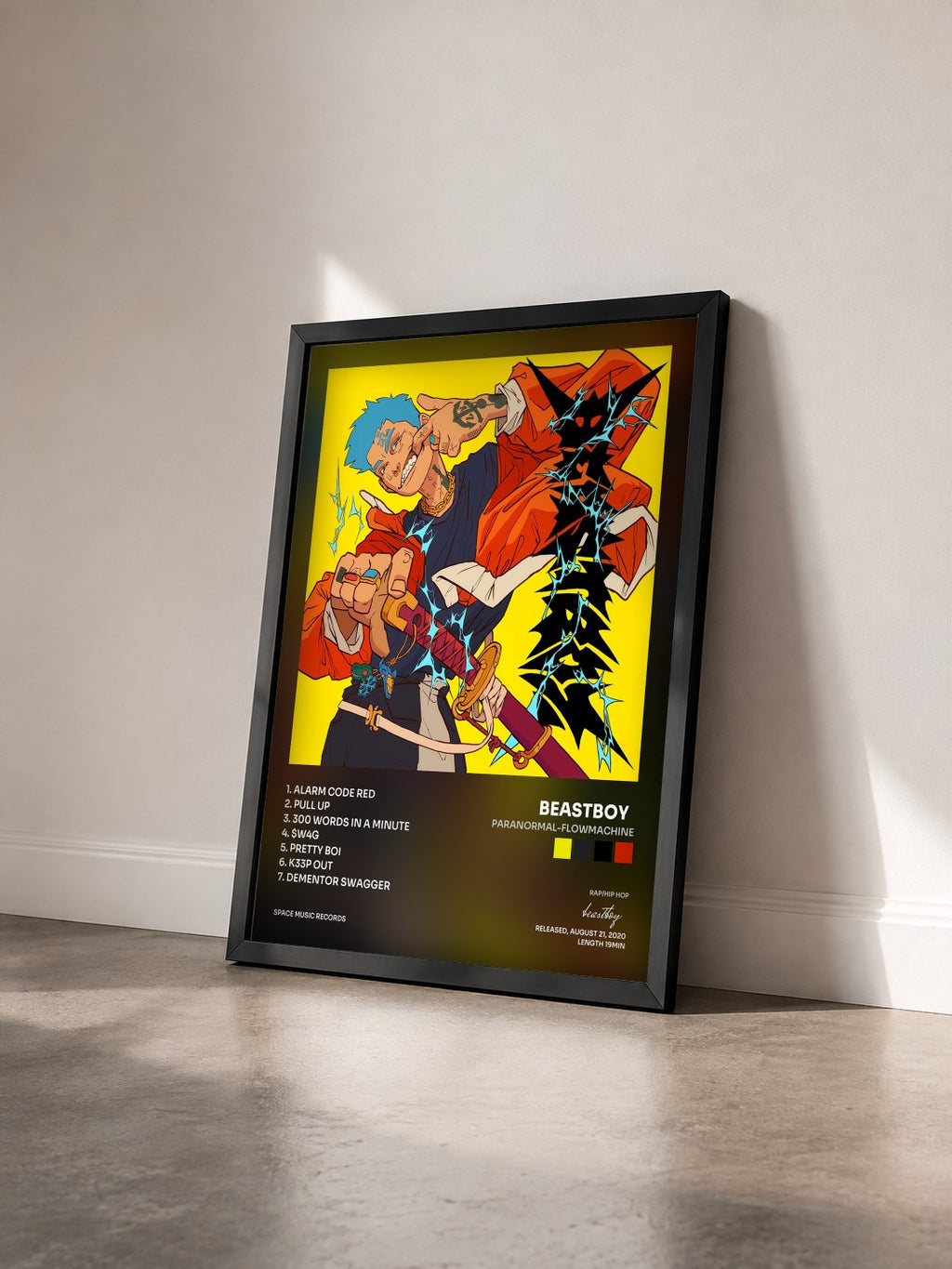 #noir Tableau de l'album PARANORMAL-FLOWMACHINE de beastboy   vu de trois quarts, cadre noir