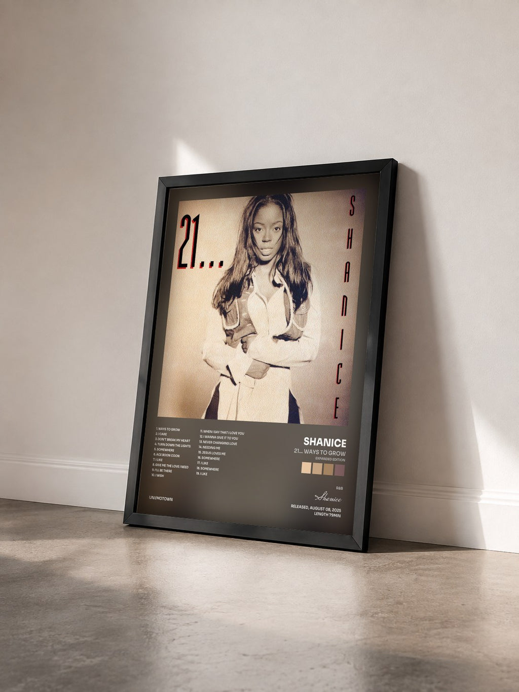#noir Tableau de l'album 21... Ways To Grow (Expanded Edition) de Shanice vu de trois quarts, cadre noir