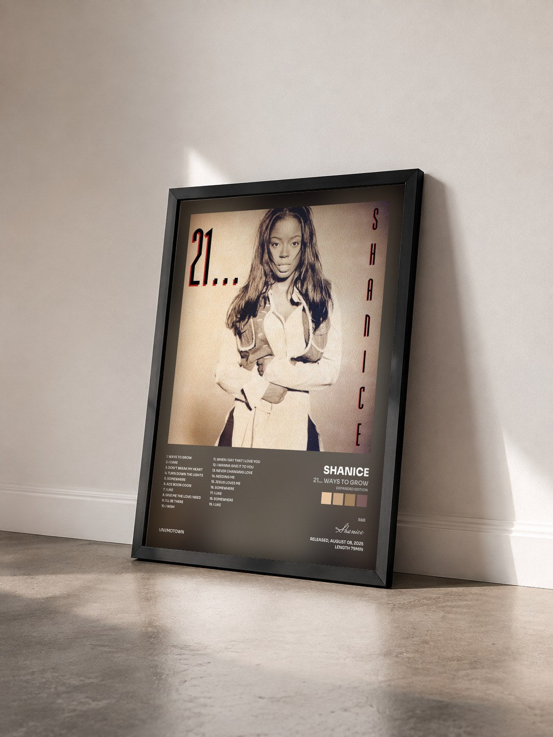 #noir Tableau de l'album 21... Ways To Grow (Expanded Edition) de Shanice vu de trois quarts, cadre noir