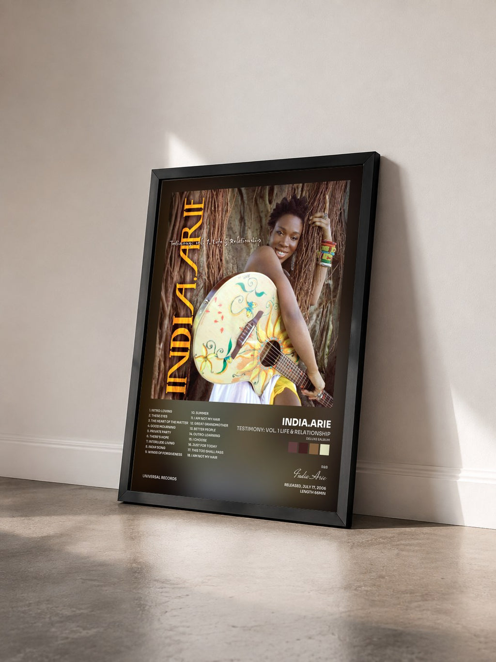 #noir Testimony: Vol. 1 Life & Relationship (Deluxe eAlbum) di India.Arie in stampa incorniciata vista di tre quarti, cornice nera