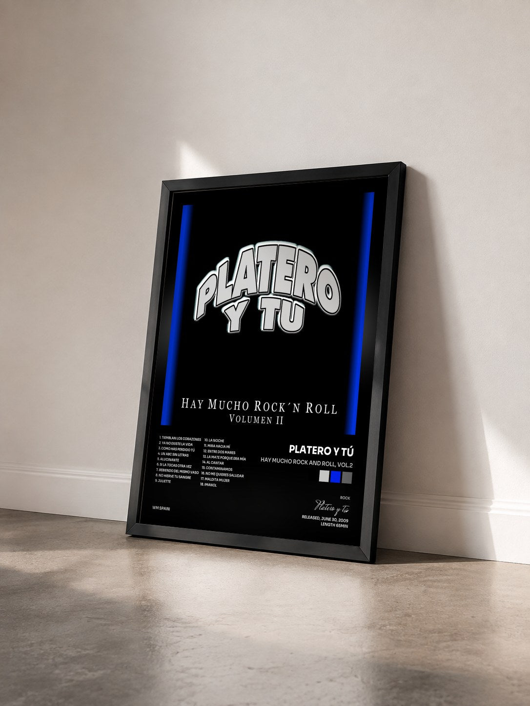 #noir Tableau de l'album Hay mucho Rock and Roll, Vol.2 de Platero y tú vu de trois quarts, cadre noir