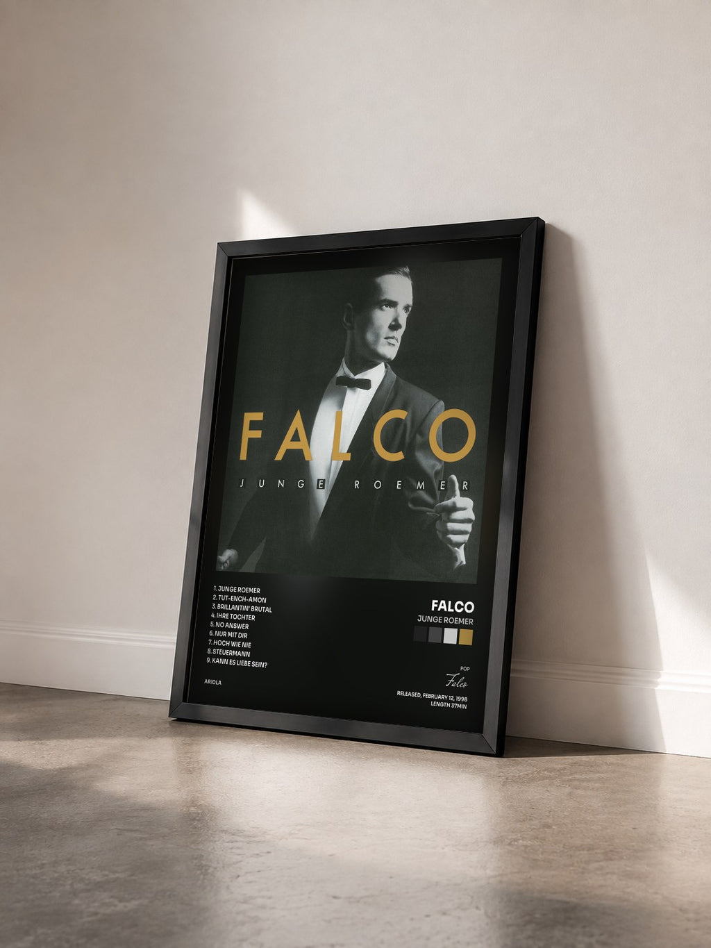 #noir Tableau de l'album Junge Roemer de Falco vu de trois quarts, cadre noir