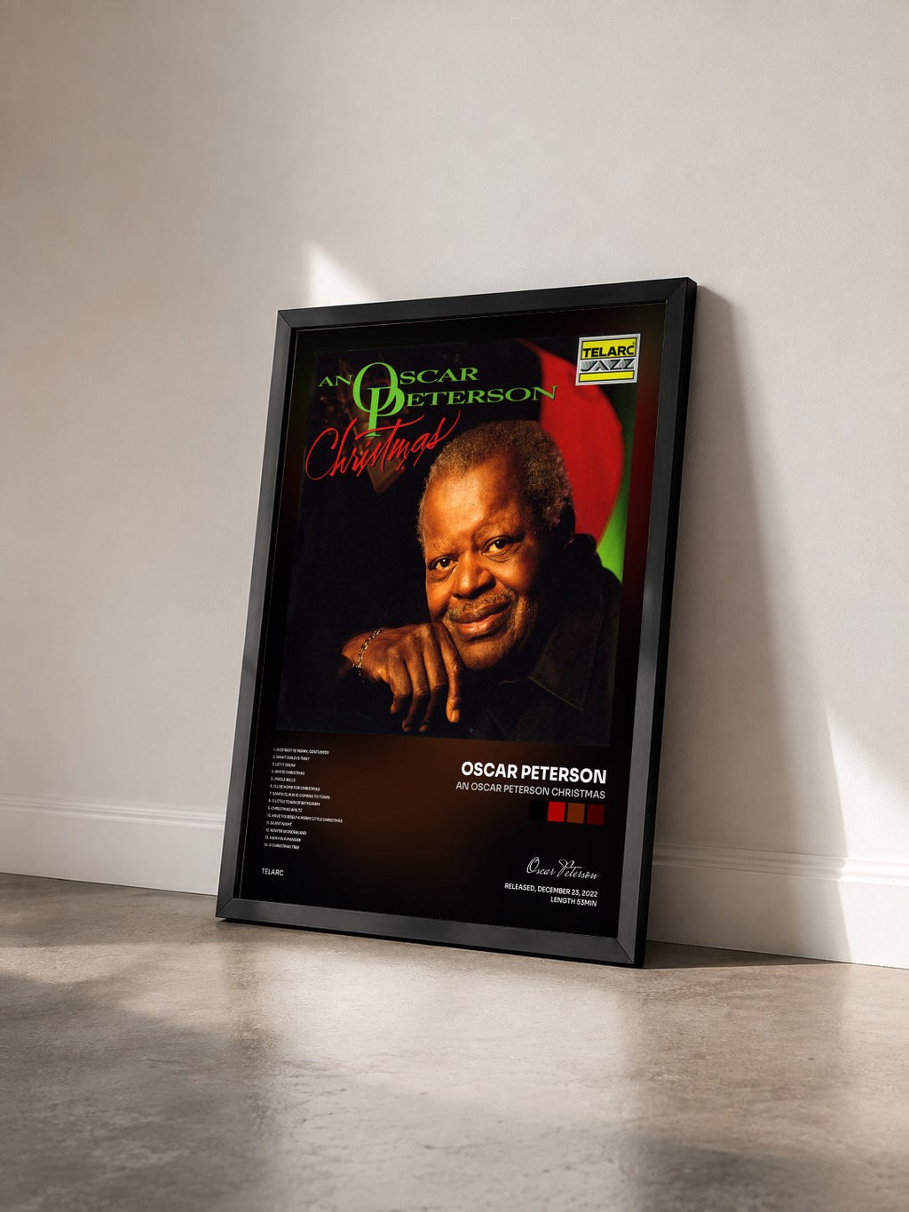 #noir Tableau de l'album An Oscar Peterson Christmas de Oscar Peterson vu de trois quarts, cadre noir