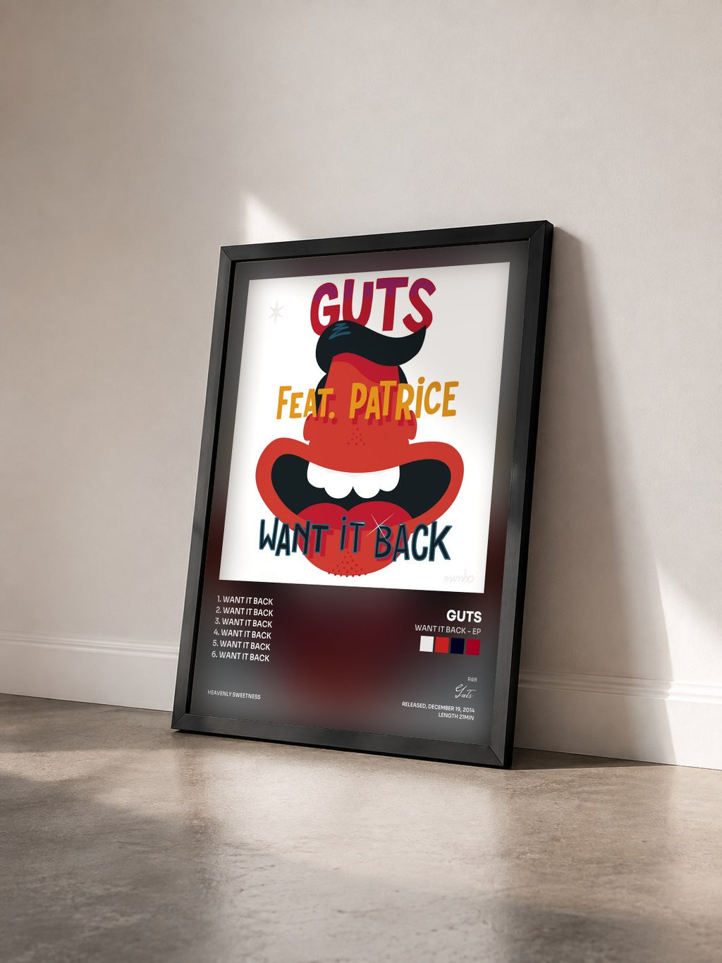 #noir Tableau de l'album Want It Back - EP de Guts vu de trois quarts, cadre noir