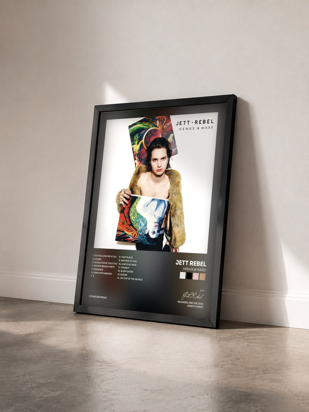 #noir Tableau de l'album Venus & Mars de Jett Rebel vu de trois quarts, cadre noir