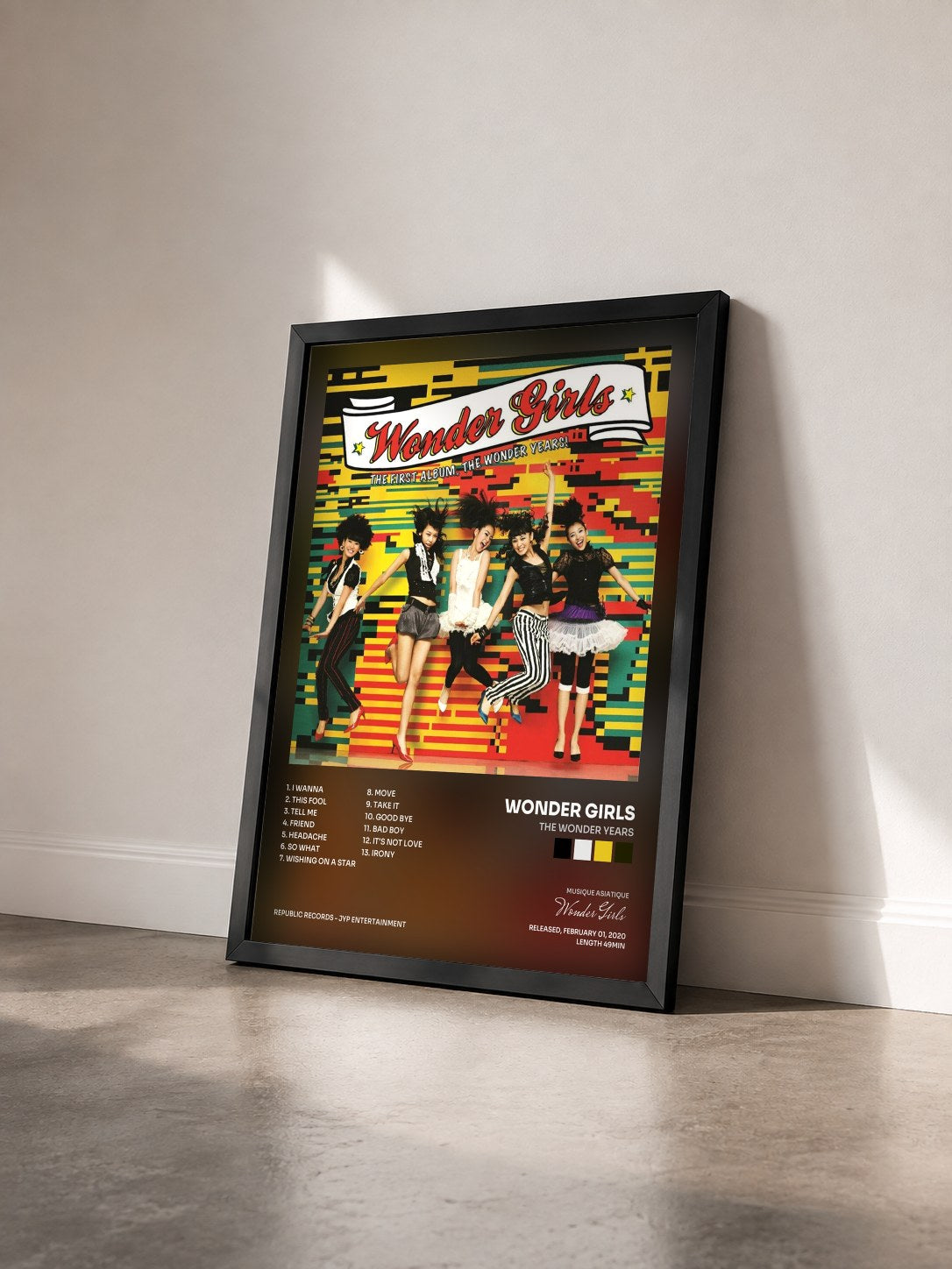 #noir Tableau de l'album The Wonder Years de Wonder Girls vu de trois quarts, cadre noir