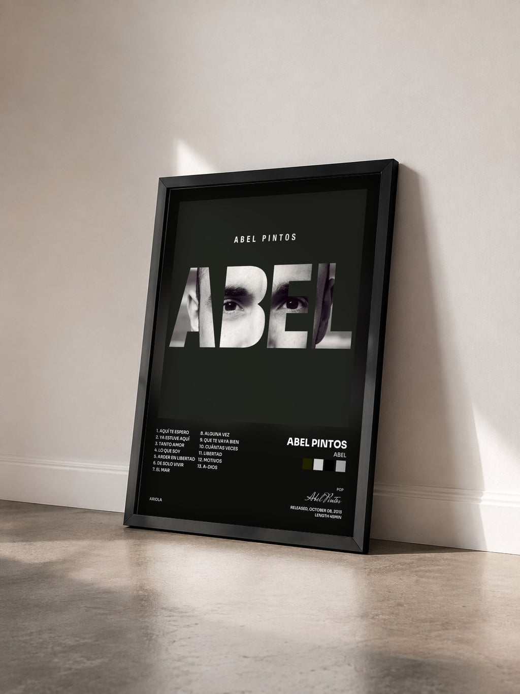 #noir Tableau de l'album Abel de Abel Pintos vu de trois quarts, cadre noir