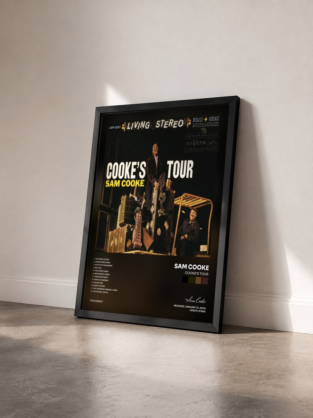#noir Tableau de l'album Cooke's Tour de Sam Cooke vu de trois quarts, cadre noir