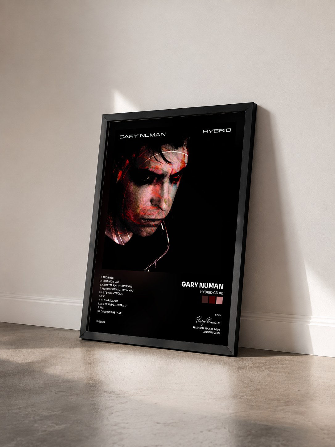 #noir Tableau de l'album Hybrid CD #2 de Gary Numan vu de trois quarts, cadre noir
