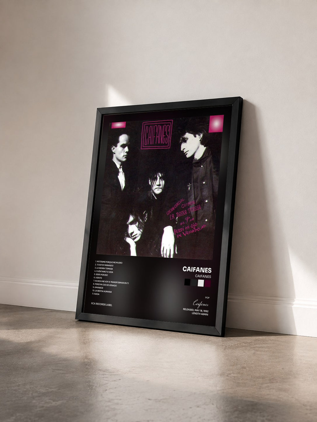 #noir Tableau de l'album Caifanes de Caifanes vu de trois quarts, cadre noir