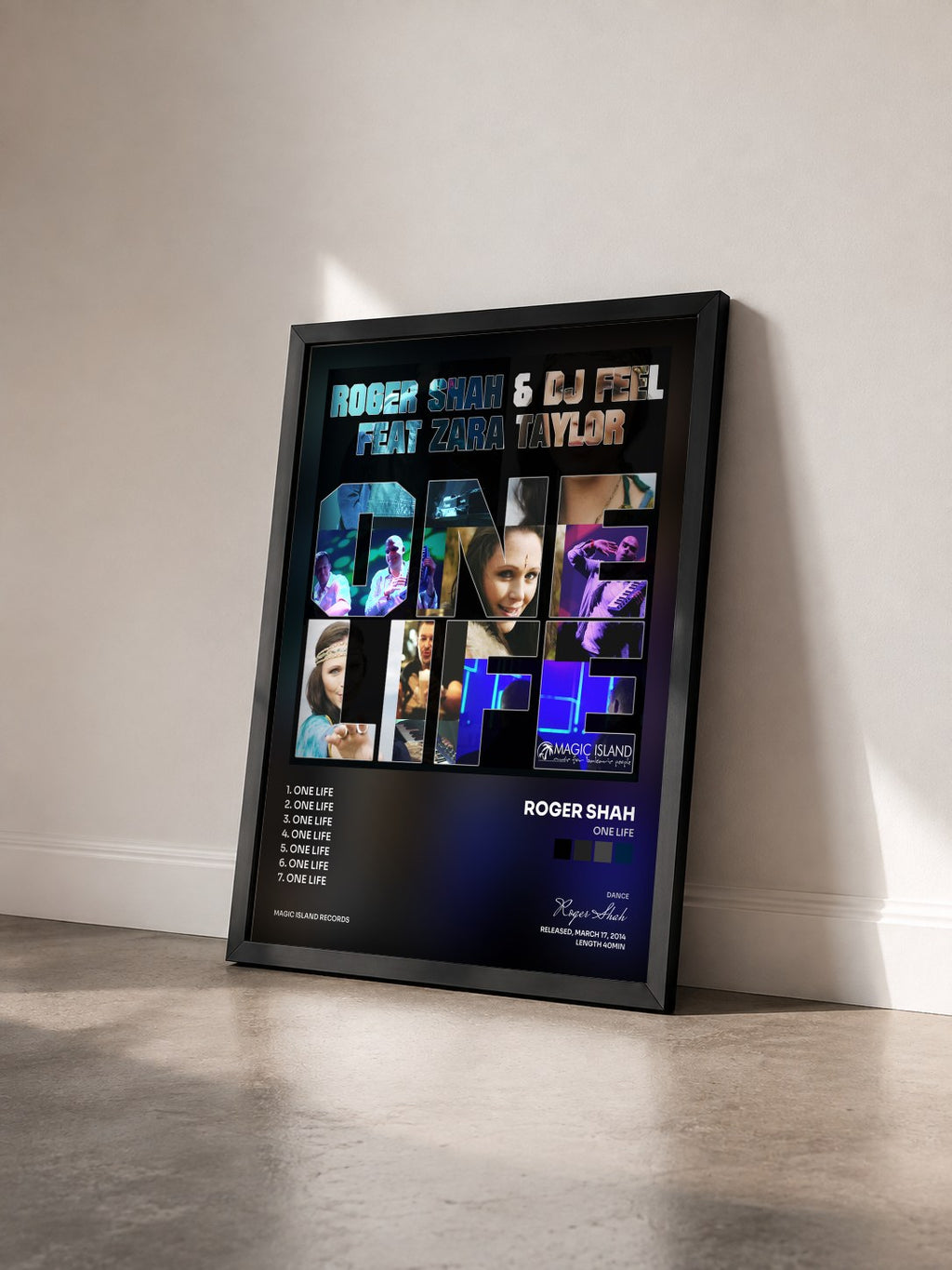 #noir Tableau de l'album One Life de Roger Shah vu de trois quarts, cadre noir