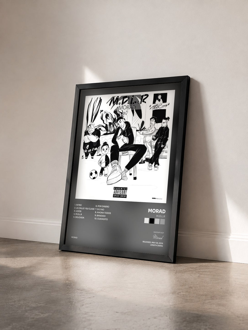 #noir Tableau de l'album M.D.L.R de Morad vu de trois quarts, cadre noir