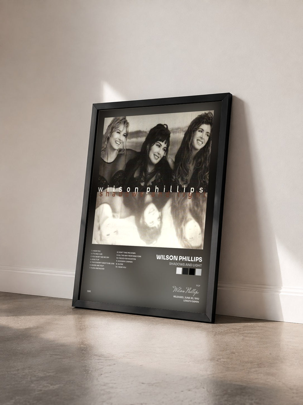 #noir Tableau de l'album Shadows And Light de Wilson Phillips vu de trois quarts, cadre noir
