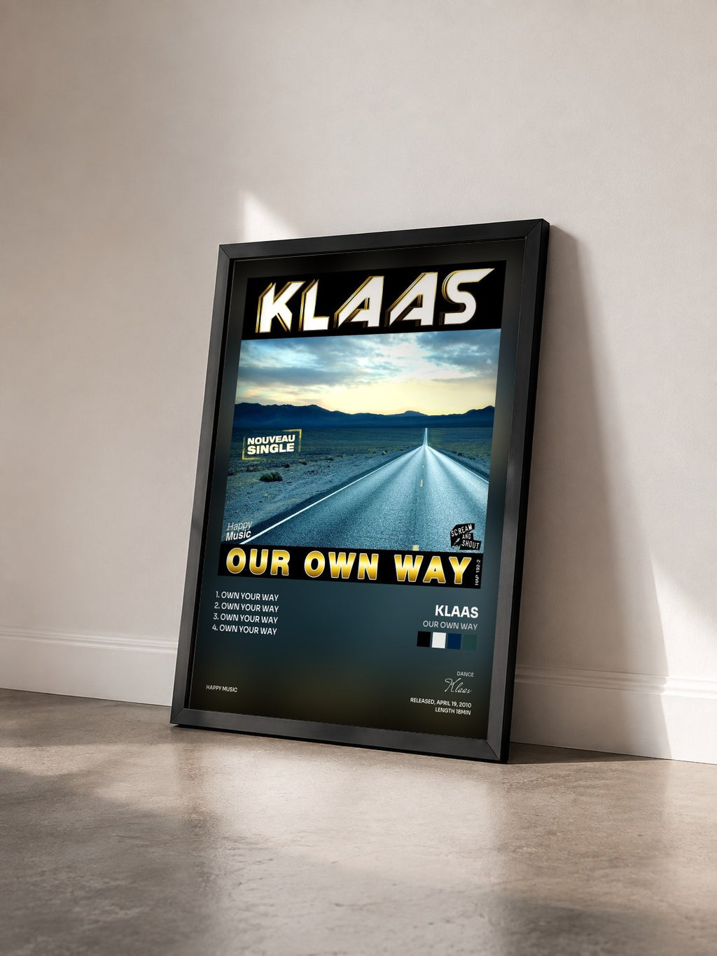 #noir Tableau de l'album Our Own Way de Klaas vu de trois quarts, cadre noir