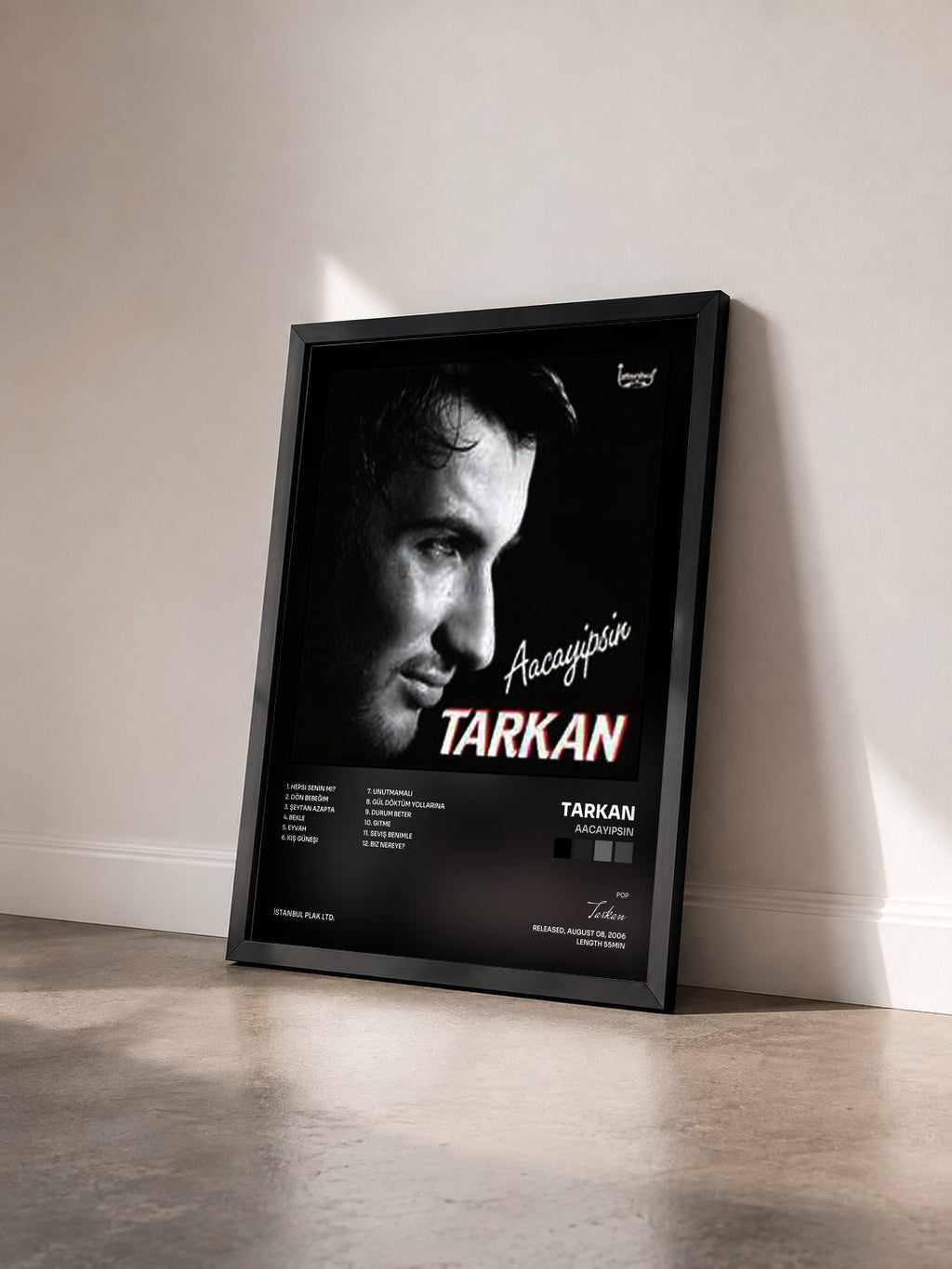 #noir Tableau de l'album Aacayipsin de Tarkan vu de trois quarts, cadre noir