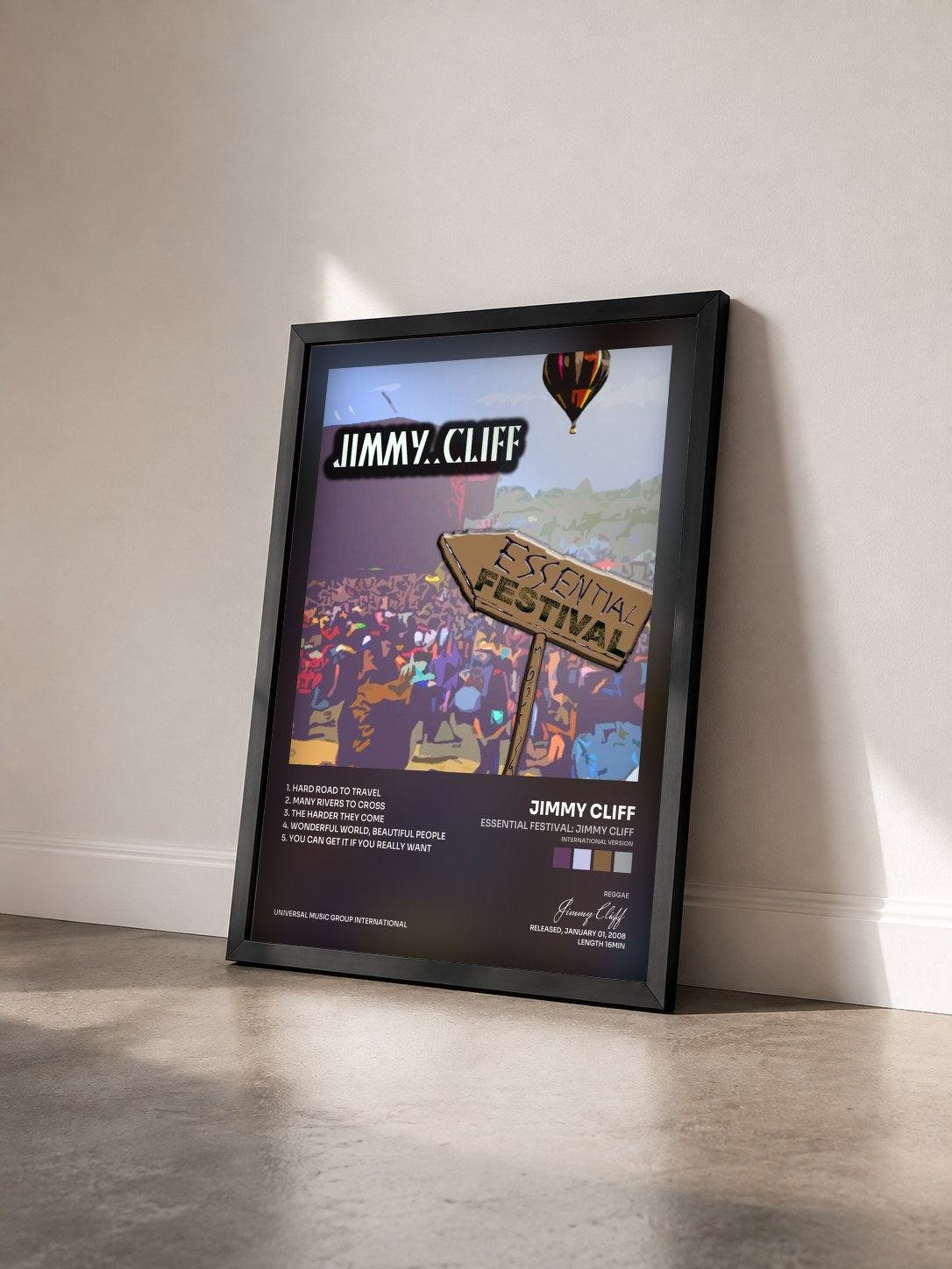 #noir Tableau de l'album Essential Festival: Jimmy Cliff (International Version) de Jimmy Cliff vu de trois quarts, cadre noir