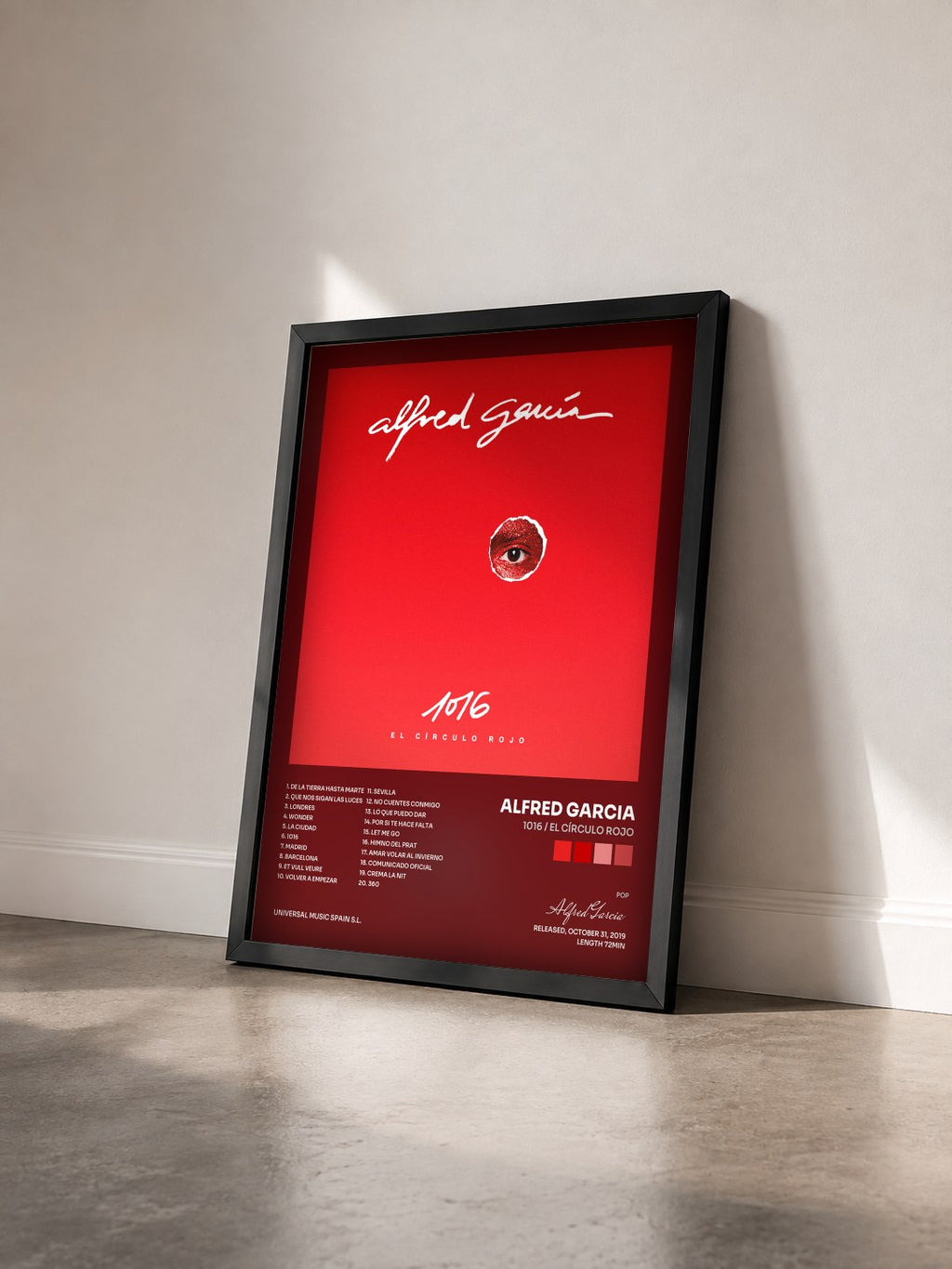 #noir Tableau de l'album 1016 / El Círculo Rojo de Alfred Garcia vu de trois quarts, cadre noir