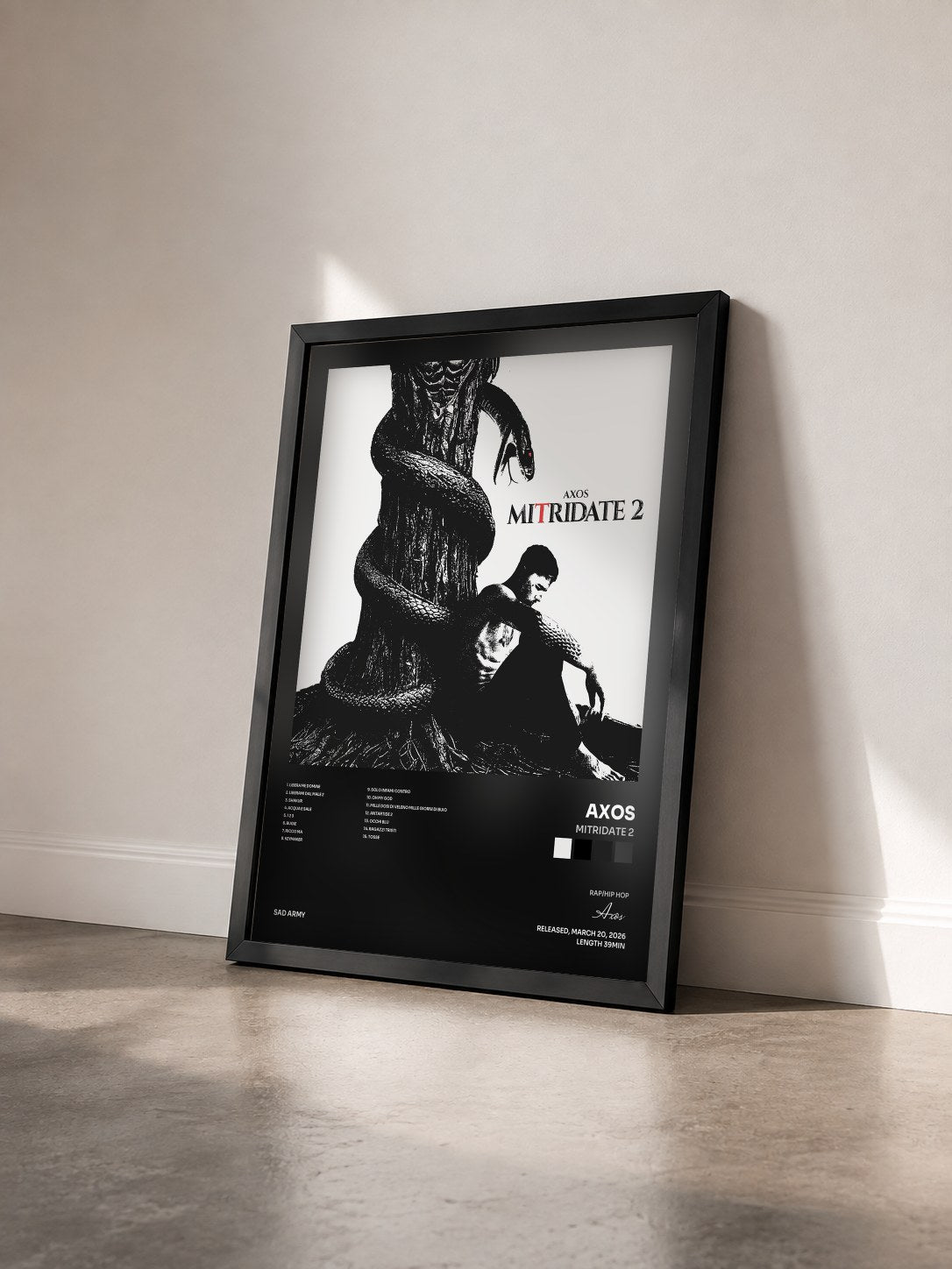 #noir Tableau de l'album MITRIDATE 2 de Axos vu de trois quarts, cadre noir