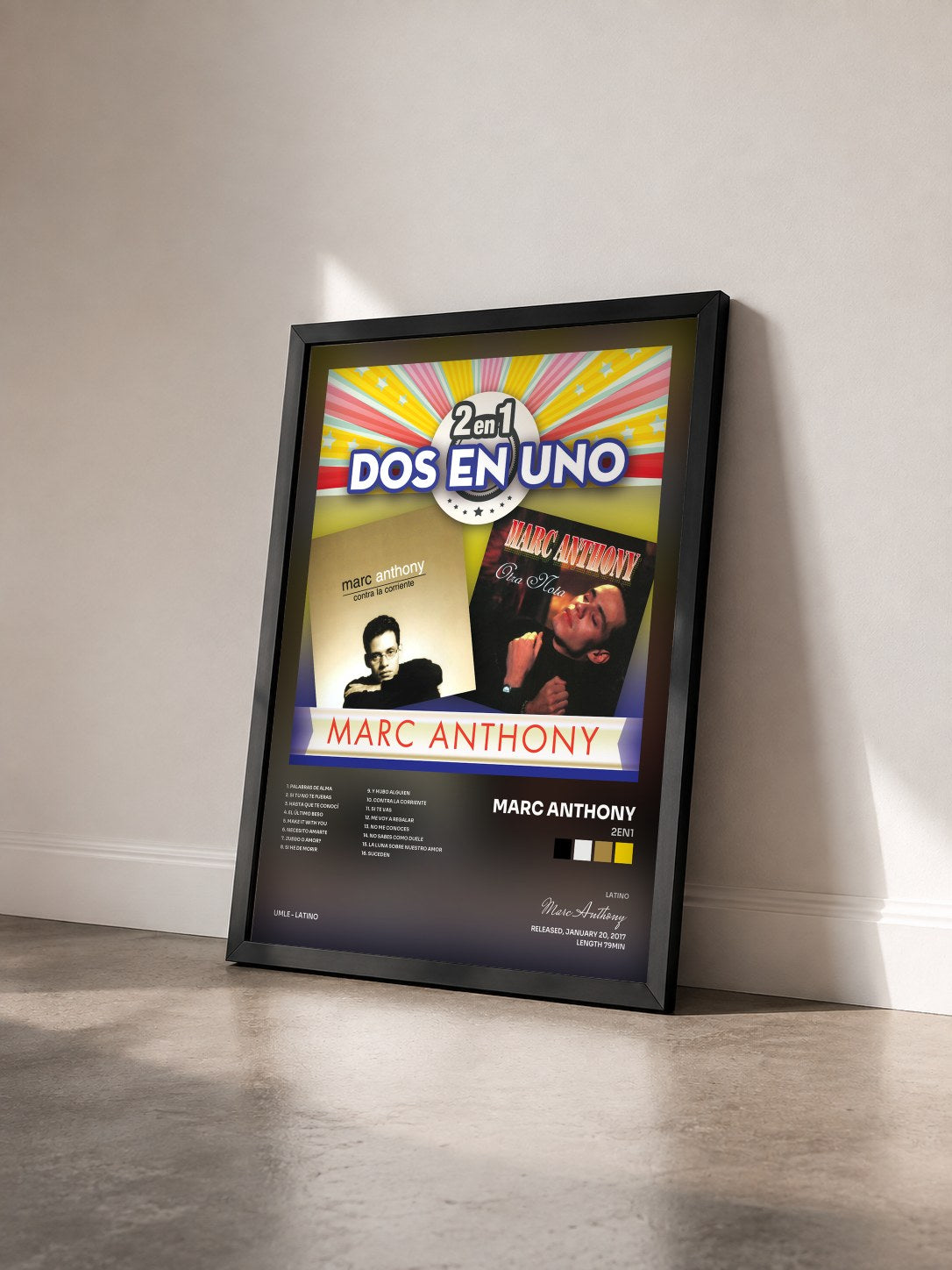 #noir Tableau de l'album 2En1 de Marc Anthony vu de trois quarts, cadre noir