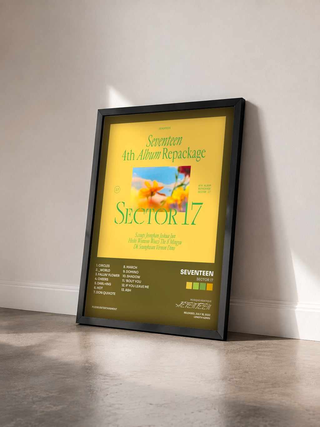 #noir Tableau de l'album SECTOR 17 de SEVENTEEN vu de trois quarts, cadre noir