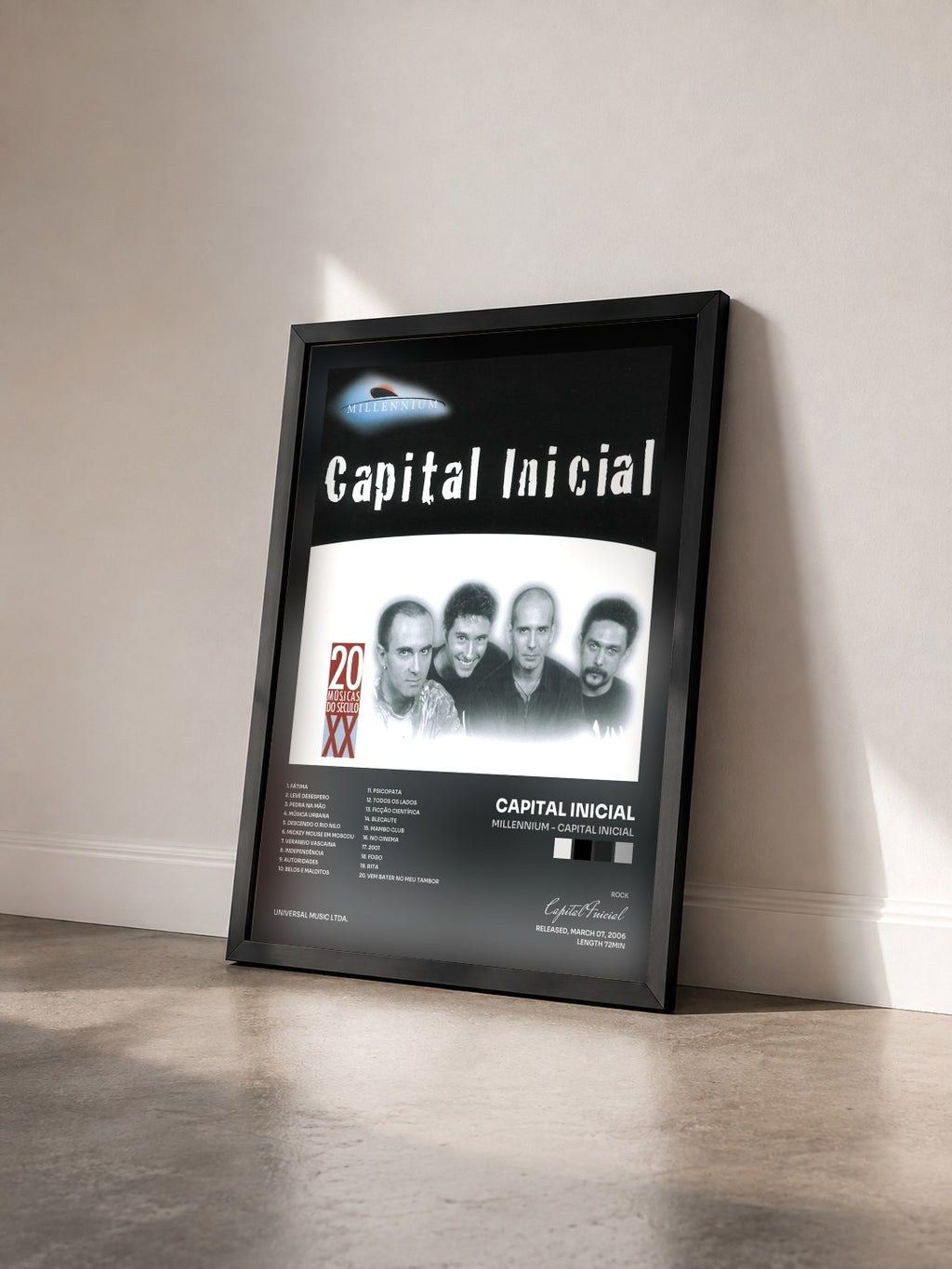 #noir Tableau de l'album Millennium - Capital Inicial de Capital Inicial vu de trois quarts, cadre noir