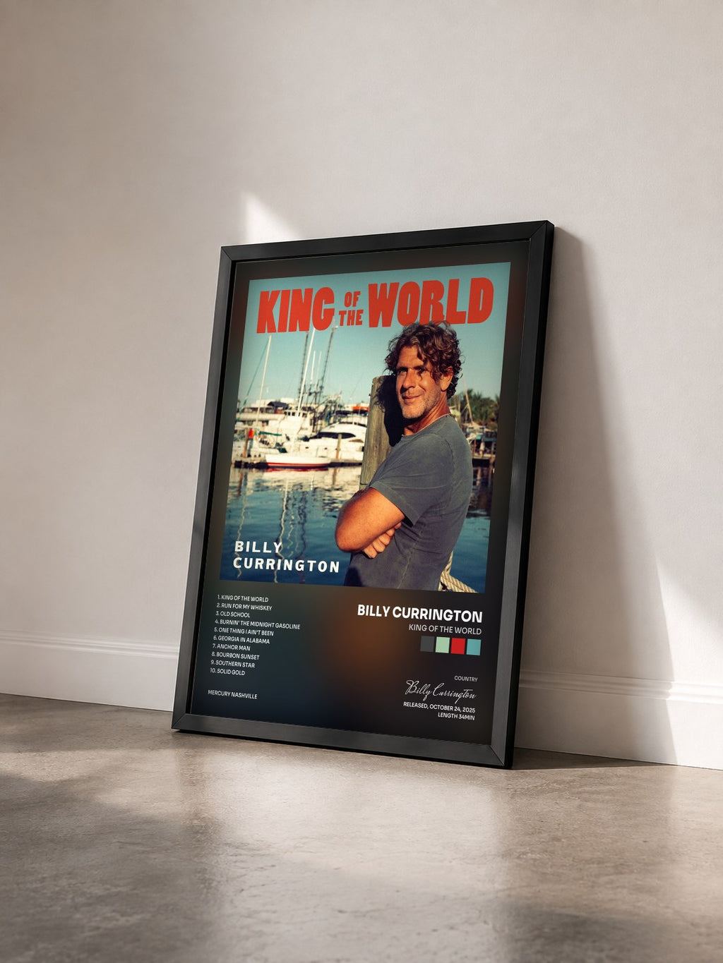 #noir Tableau de l'album King Of The World de Billy Currington vu de trois quarts, cadre noir