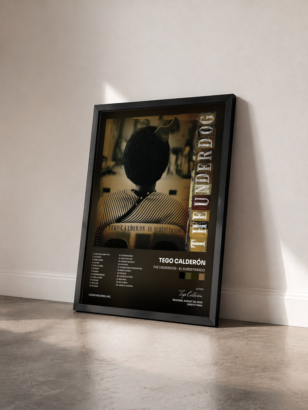#noir Tableau de l'album The Underdog - El Subestimado de Tego Calderón vu de trois quarts, cadre noir