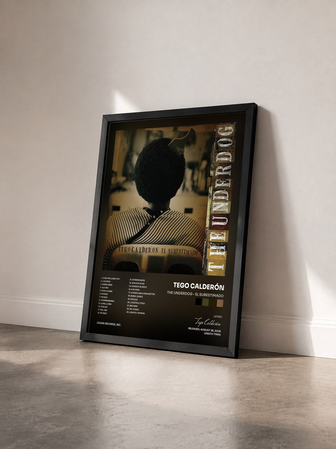 #noir Tableau de l'album The Underdog - El Subestimado de Tego Calderón vu de trois quarts, cadre noir