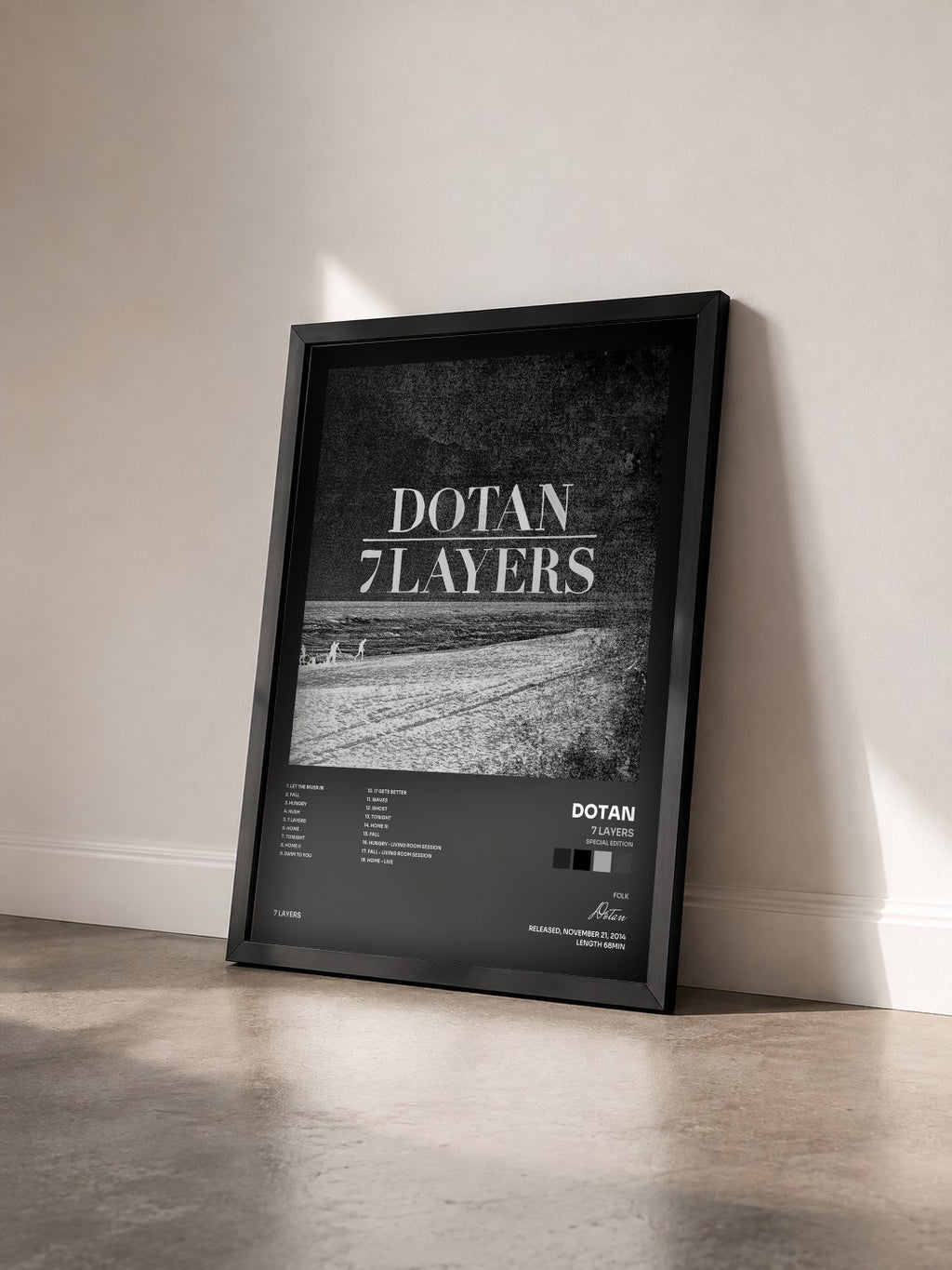 #noir Tableau de l'album 7 Layers (Special Edition) de Dotan vu de trois quarts, cadre noir