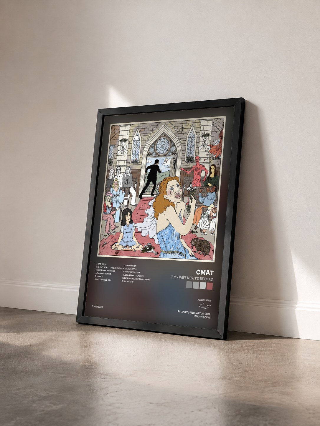 #noir Tableau de l'album If My Wife New I'd Be Dead de Cmat vu de trois quarts, cadre noir