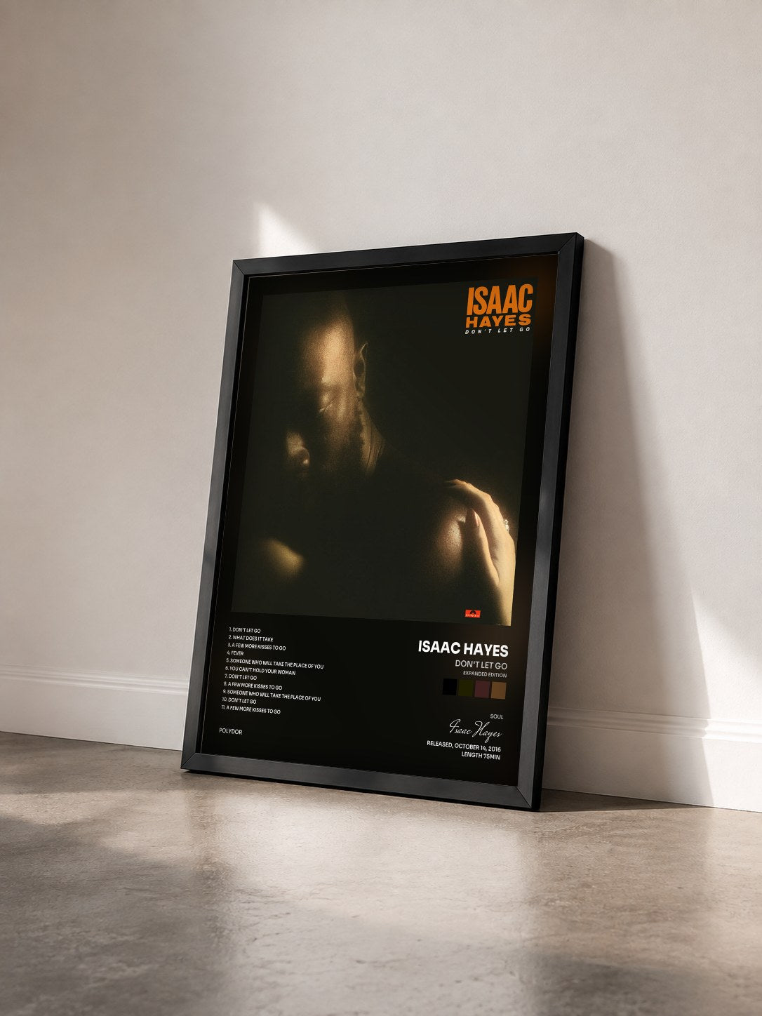#noir Tableau de l'album Don't Let Go (Expanded Edition) de Isaac Hayes vu de trois quarts, cadre noir