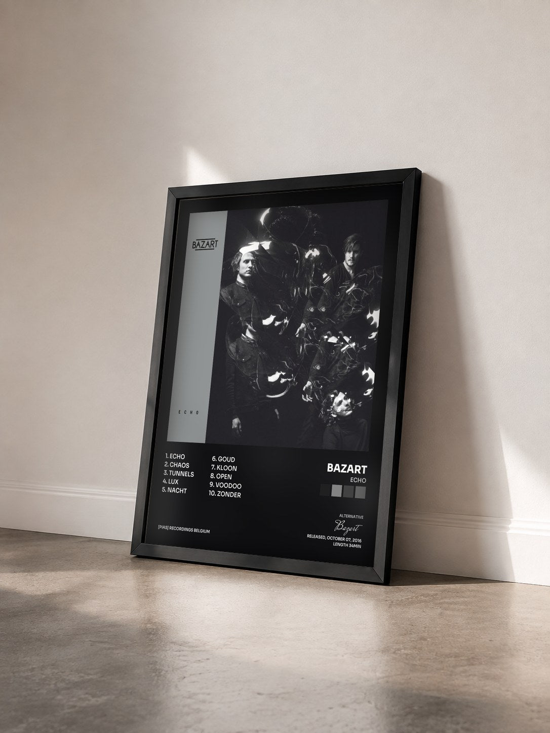 #noir Tableau de l'album Echo de Bazart vu de trois quarts, cadre noir