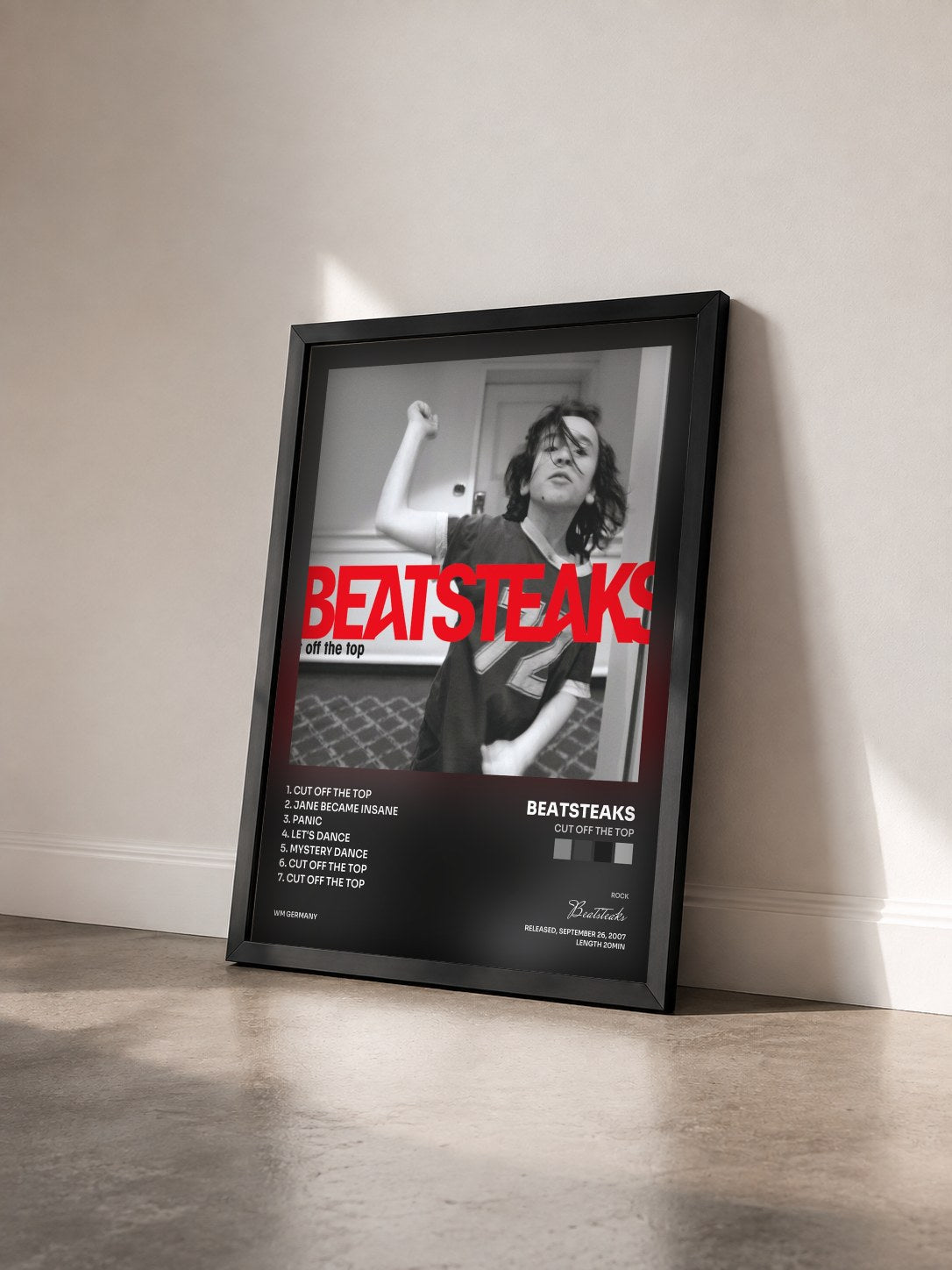 #noir Tableau de l'album Cut off the Top de Beatsteaks vu de trois quarts, cadre noir