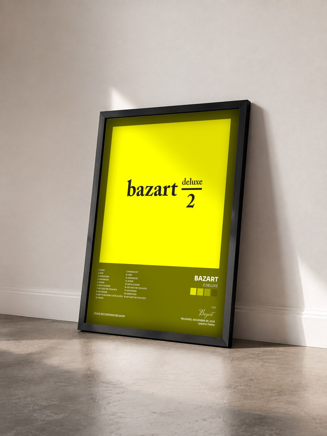 #noir Tableau de l'album 2 DELUXE de Bazart vu de trois quarts, cadre noir