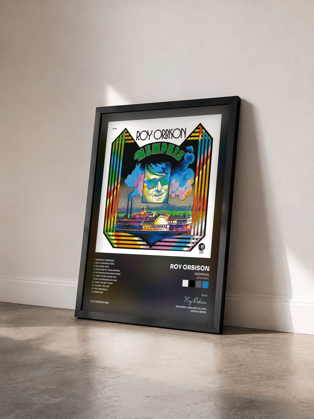 #noir Tableau de l'album Memphis (Remastered) de Roy Orbison vu de trois quarts, cadre noir